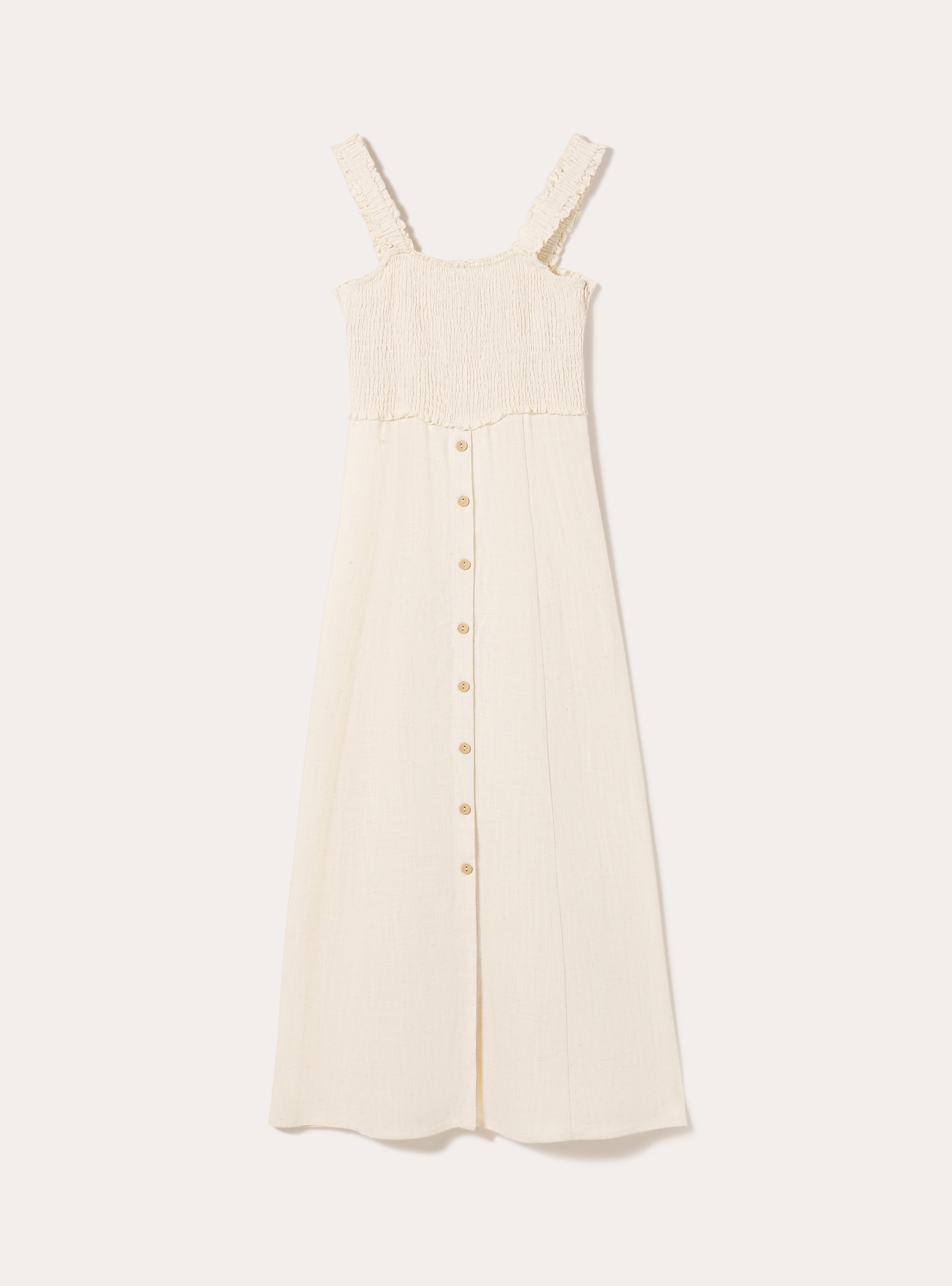 Midikleid aus Leinenmischung, BG3 BEIGE LIGHT