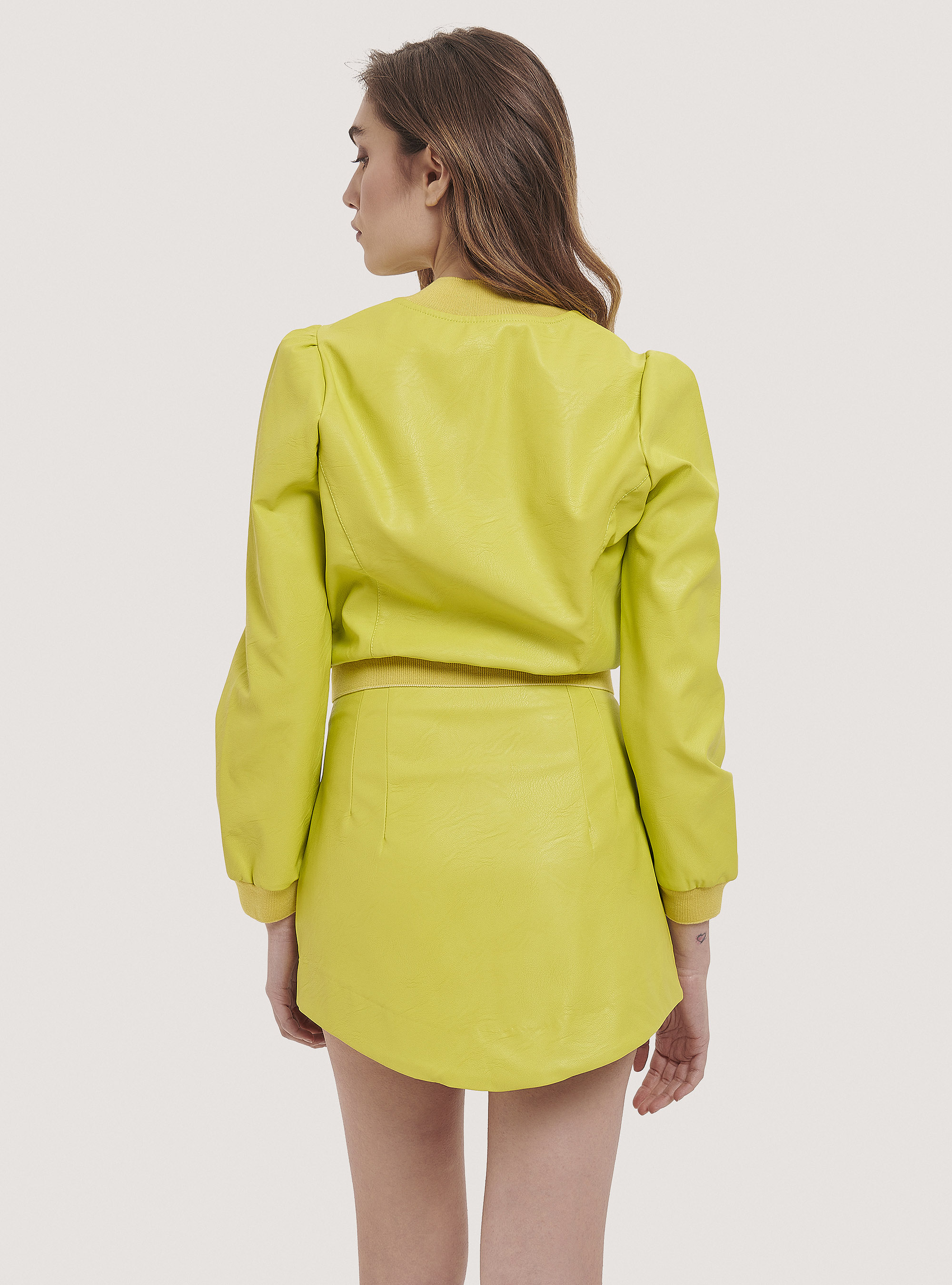 Faux leather bomber jacket, C7752 LIME