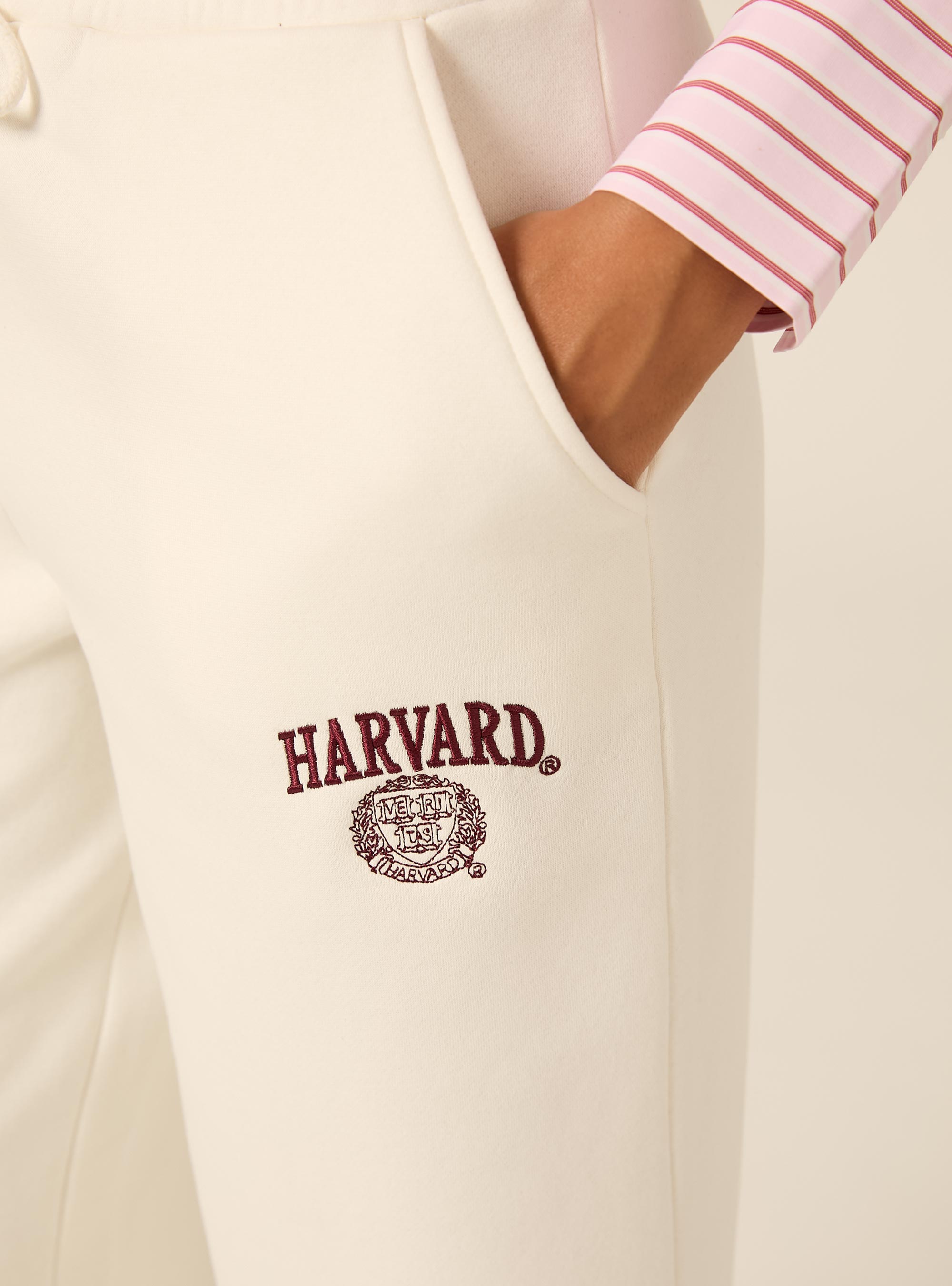 Pantaloni wide leg licenza harvard, PANNA