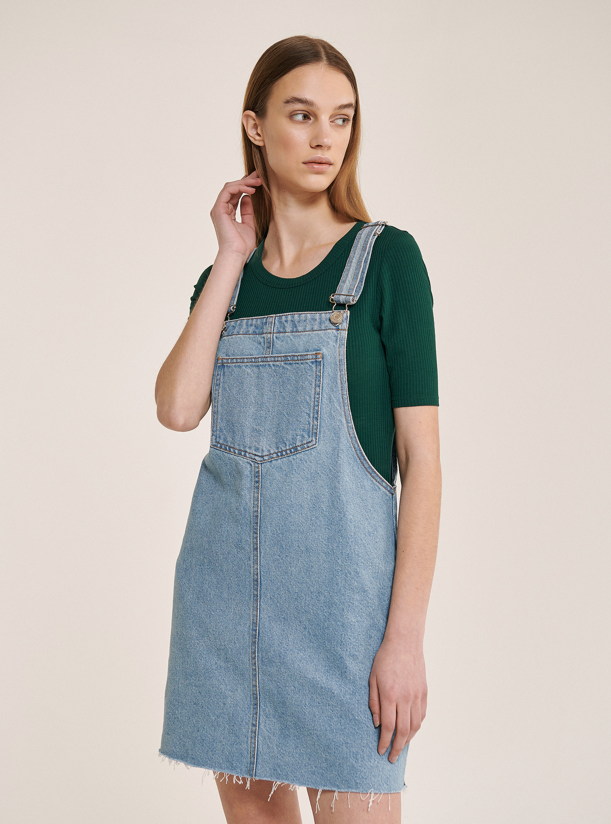 Salopette denim avec poche avant, C218 BLUE NAVY