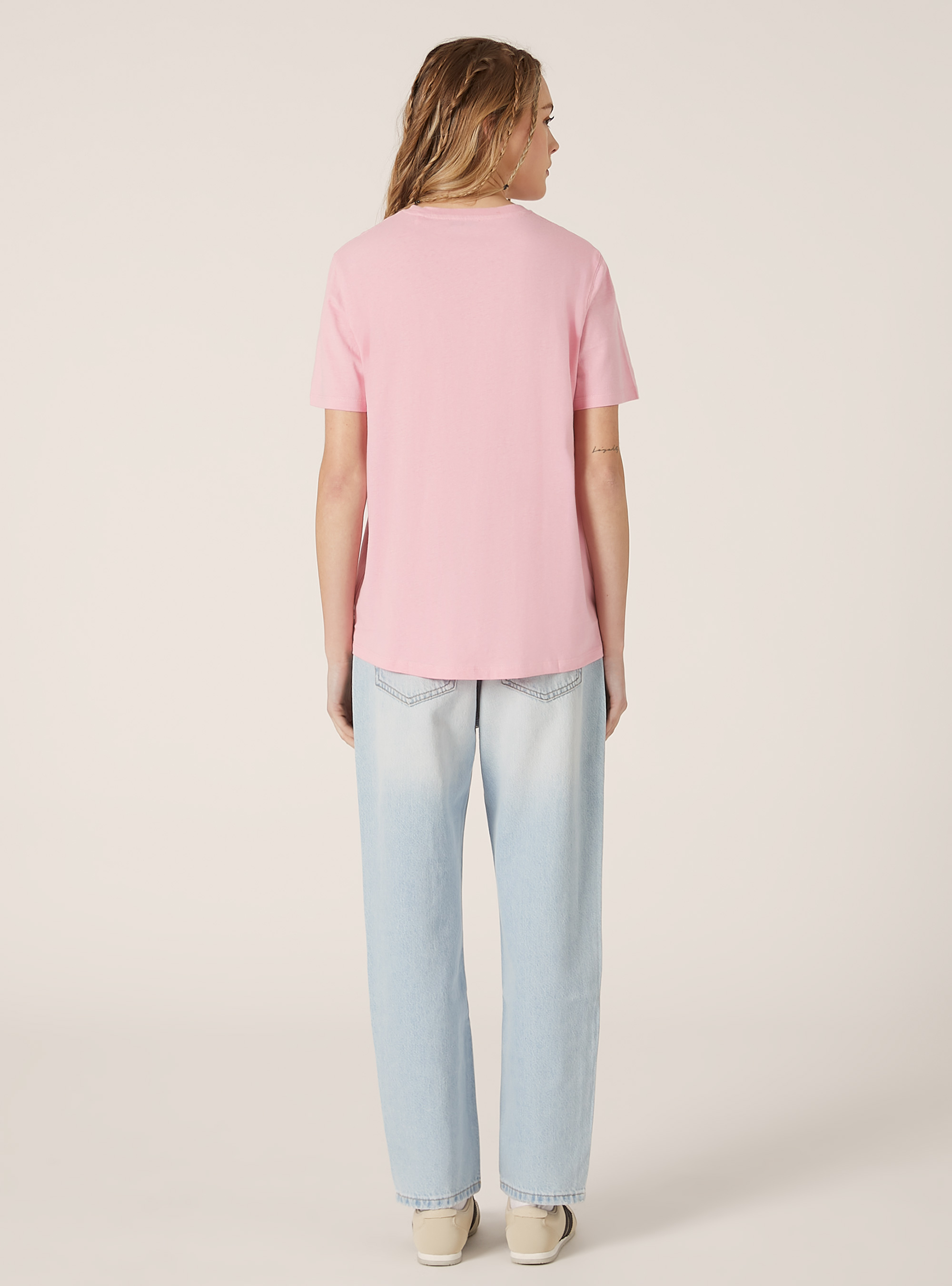 Camiseta de algodón con cuello redondo, PK1 PINK DARK