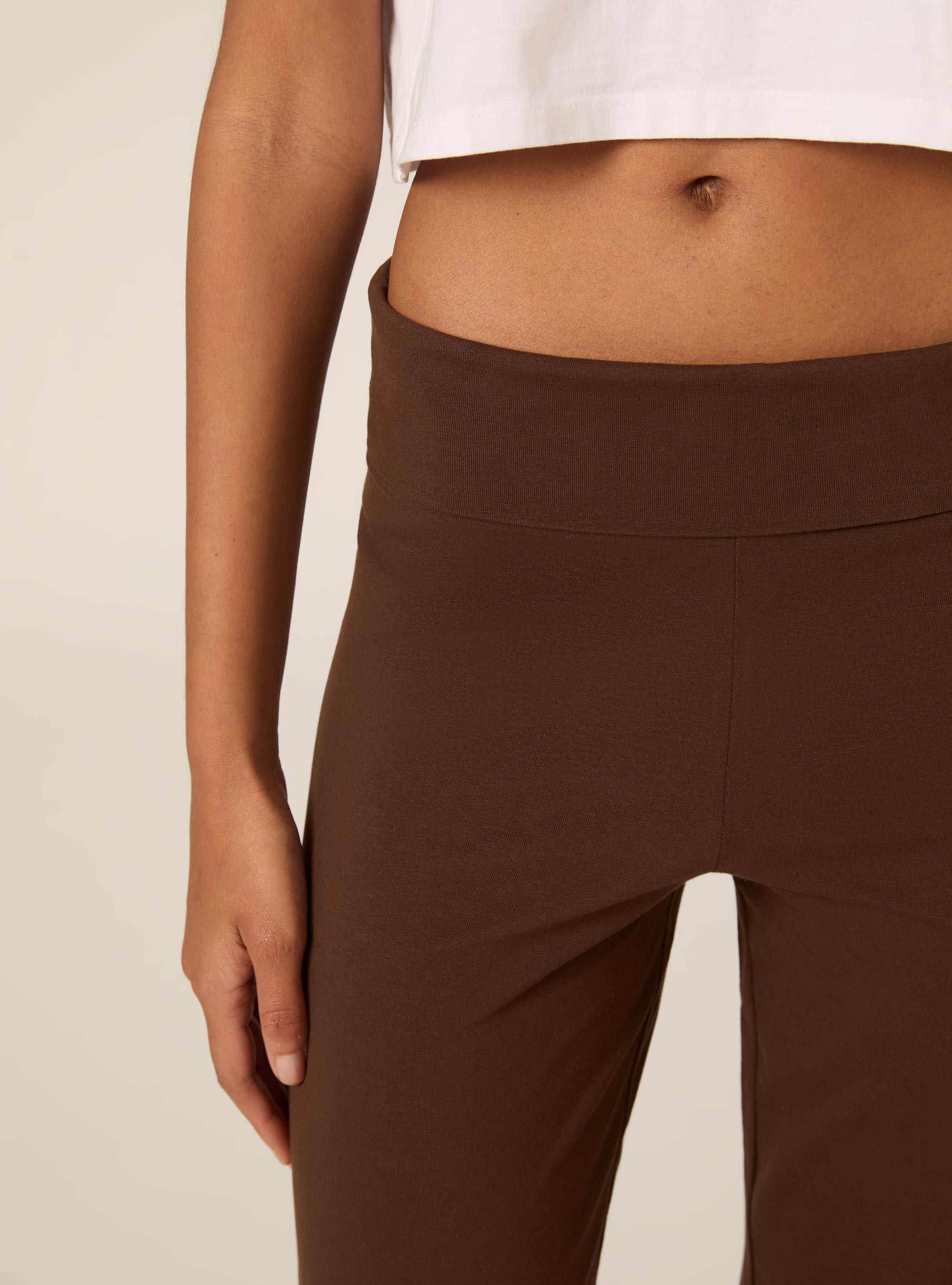 Leggings à revers à la taille, BR2 BROWN MEDIUM