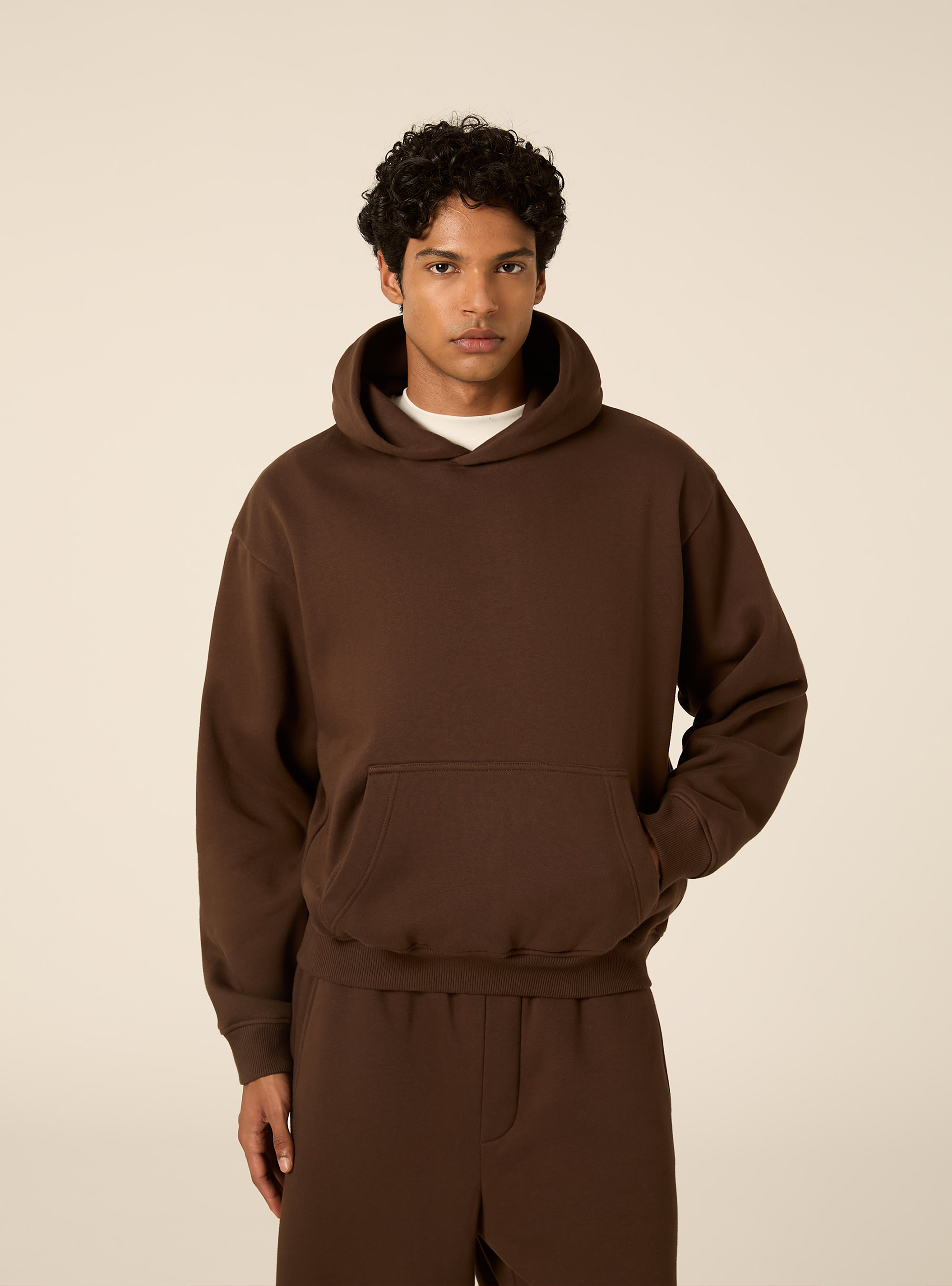 Felpa con cappuccio boxy fit, BR2 BROWN MEDIUM