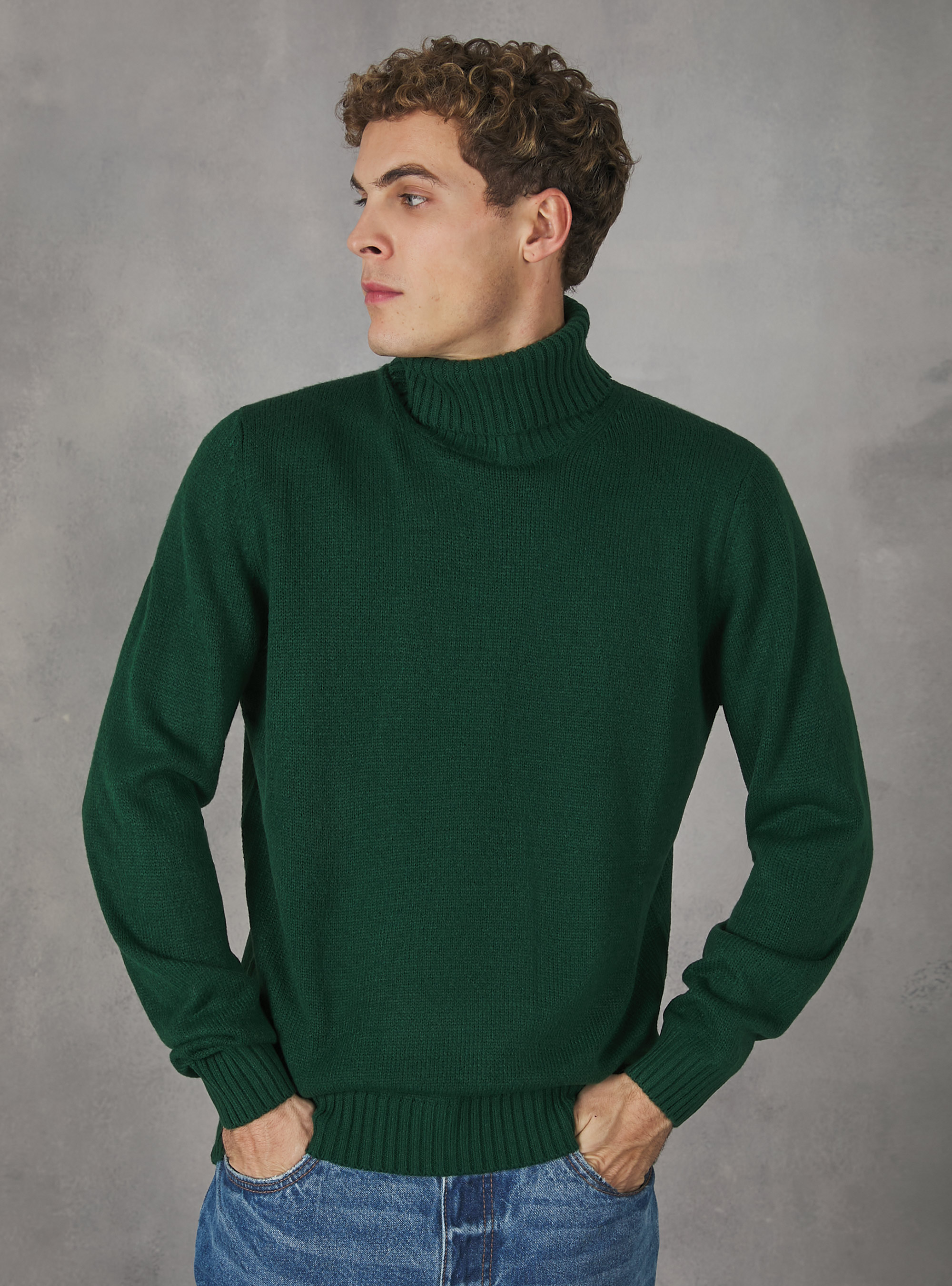 Pullover a collo alto cachemire touch, GN1 GREEN DARK