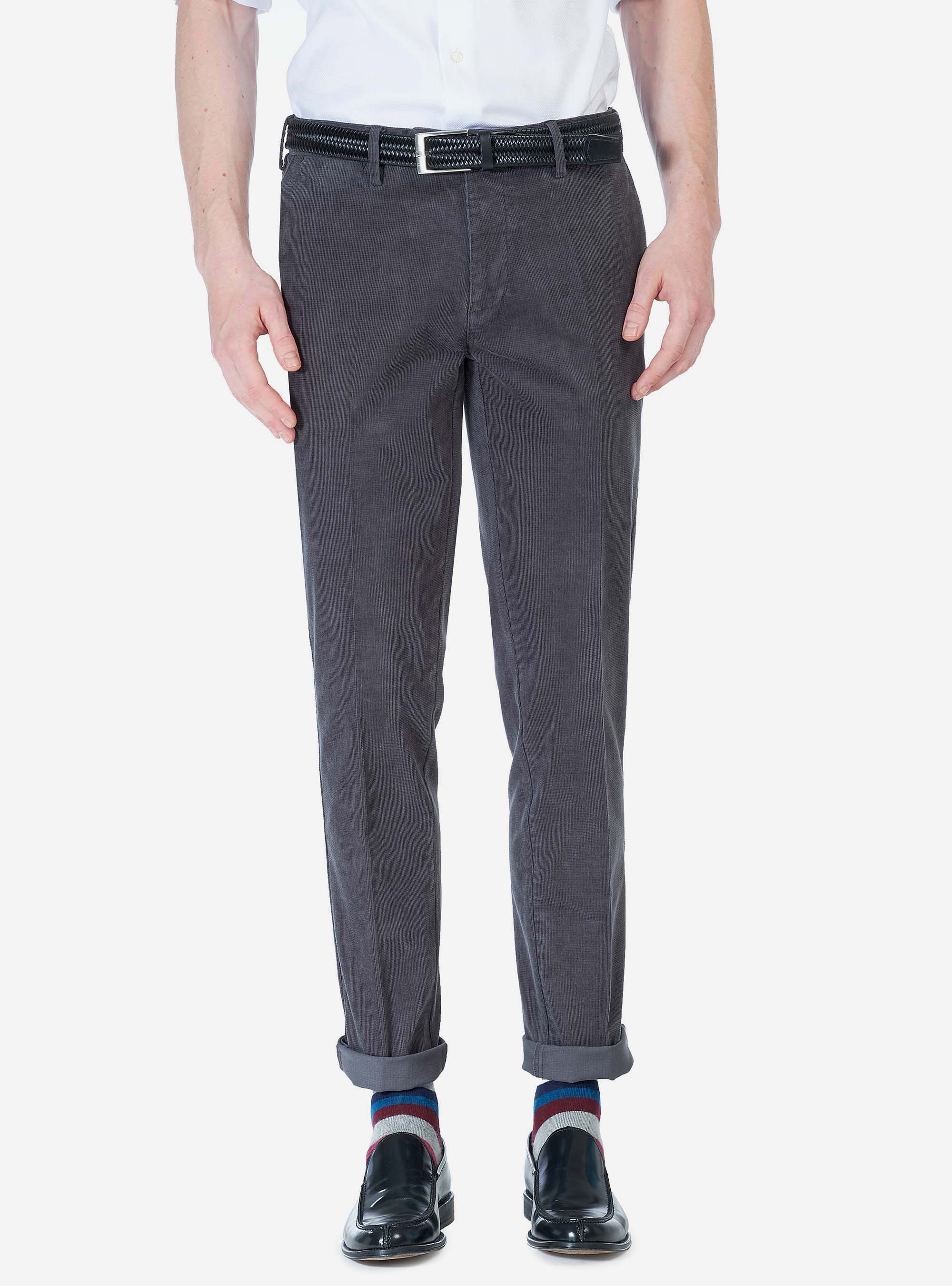 Pantaloni chino in velluto, GRIGIO