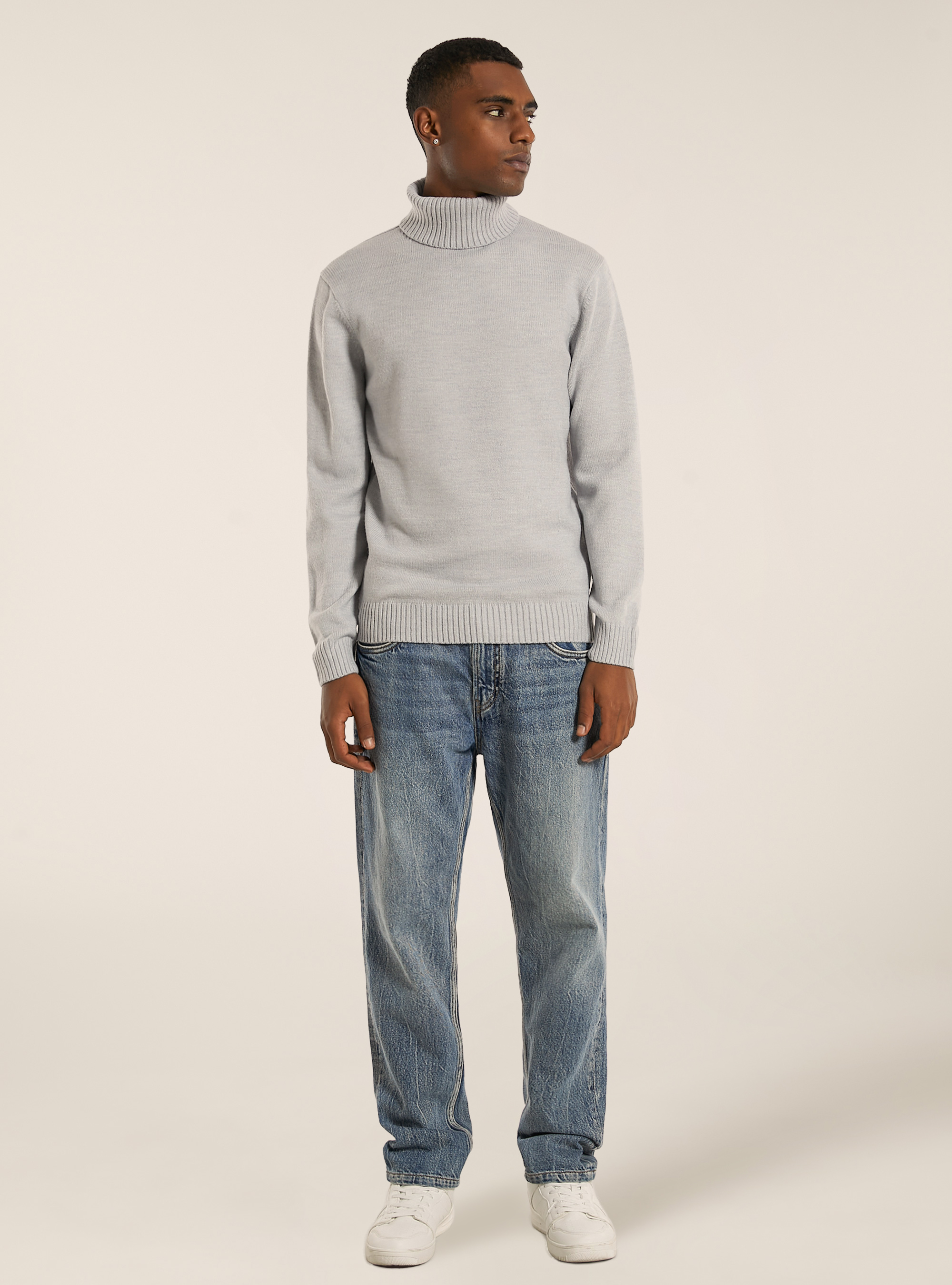 Maglione collo alto, MGY3 GREY MEL LIGHT