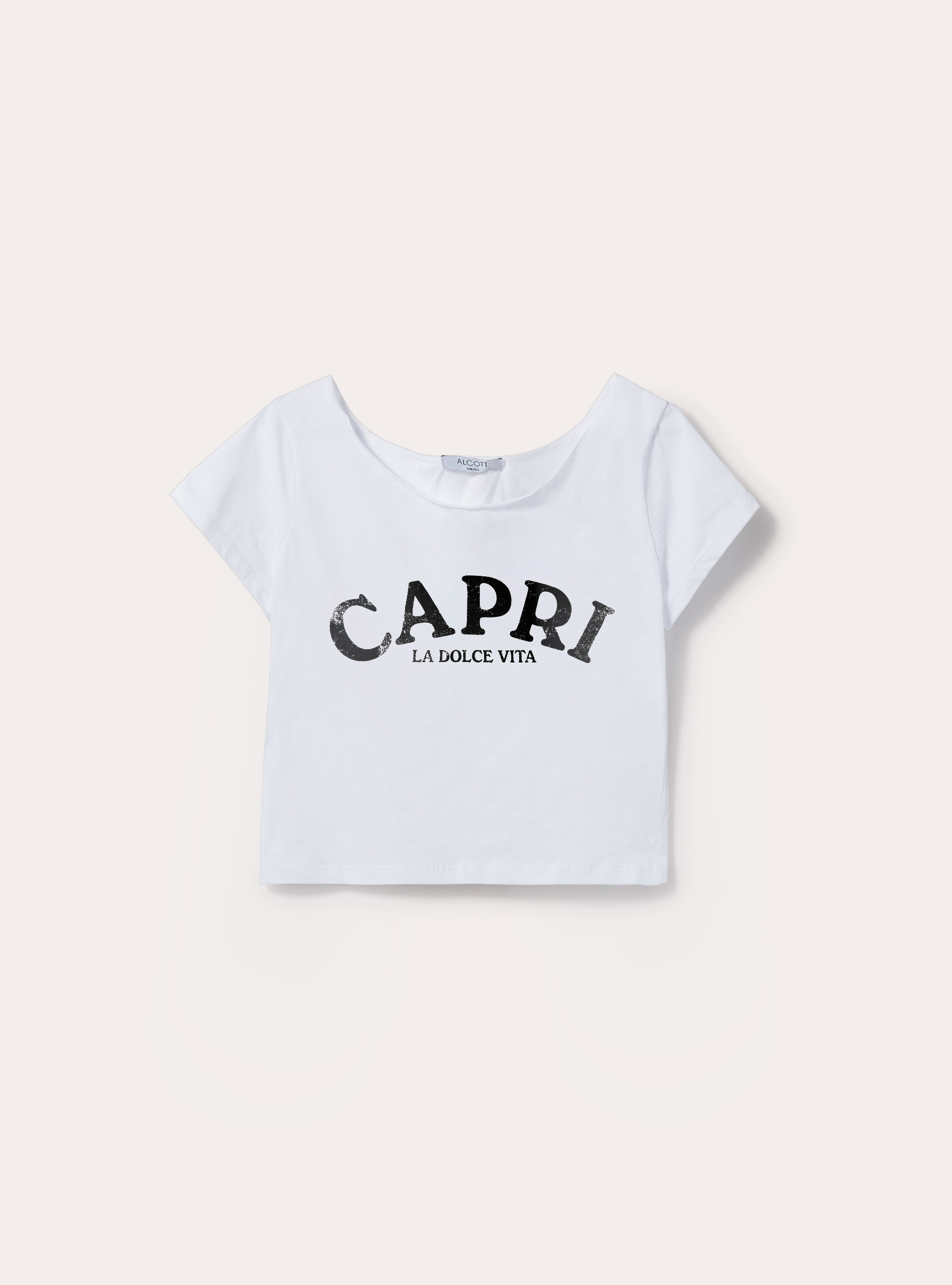 T-shirt scollo a barca capri la dolce vita, WH3 WHITE