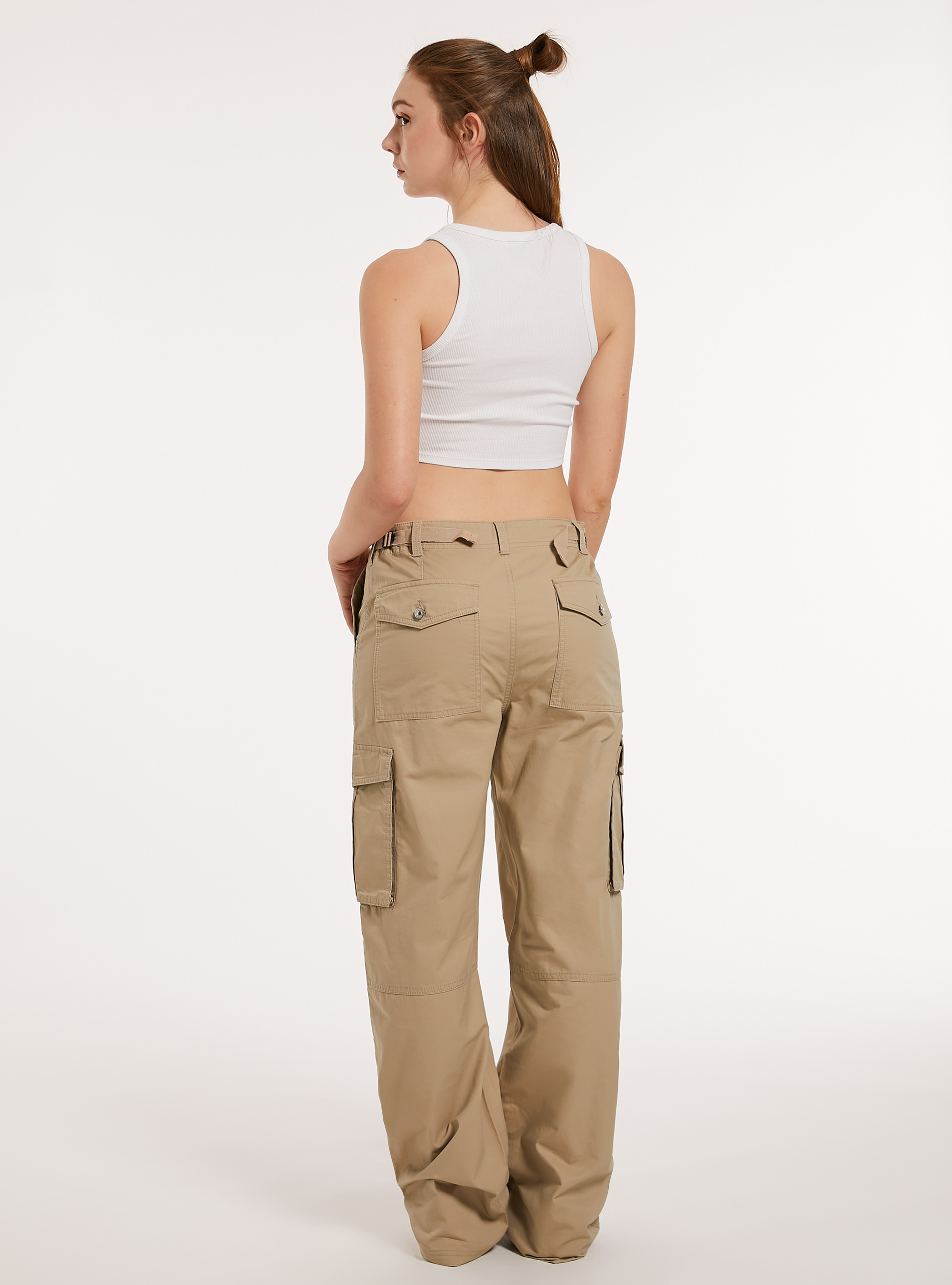 Pantalon cargo avec taille r&eacute;glable, BG1 BEIGE DARK
