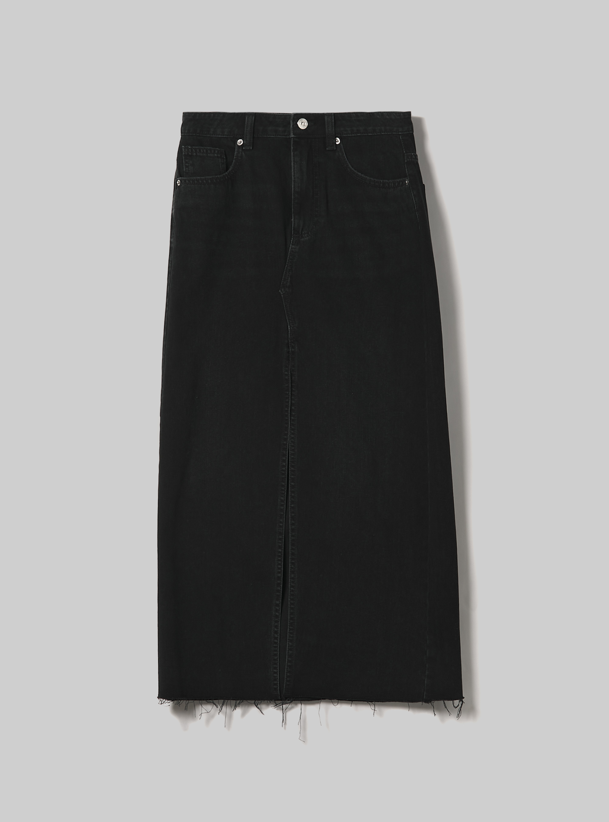 Denim long skirt, D000 BLACK
