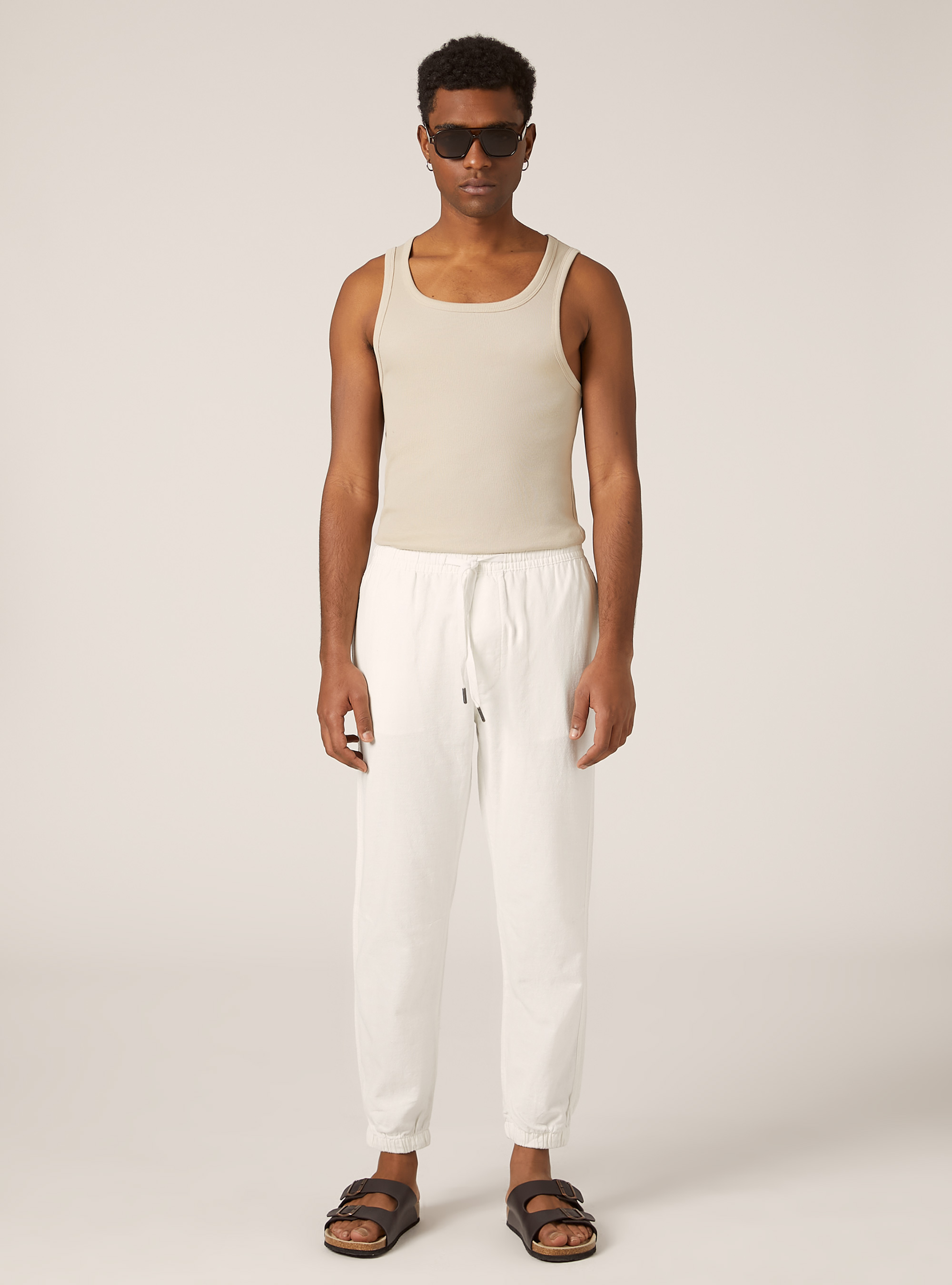 Jogginghose aus Leinenmischung, WH2 WHITE