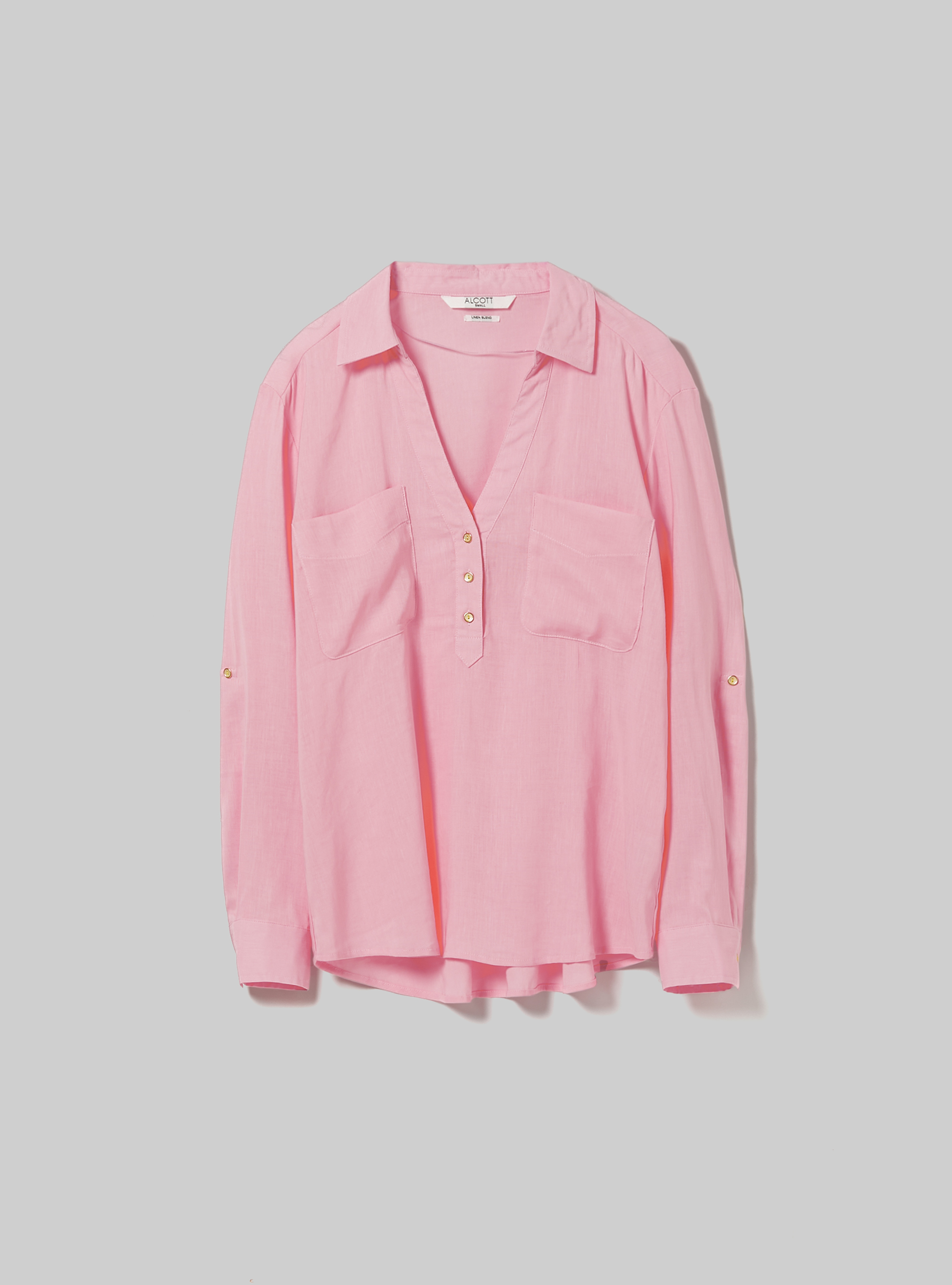 Blusa in puro lino, PK3 PINK LIGHT