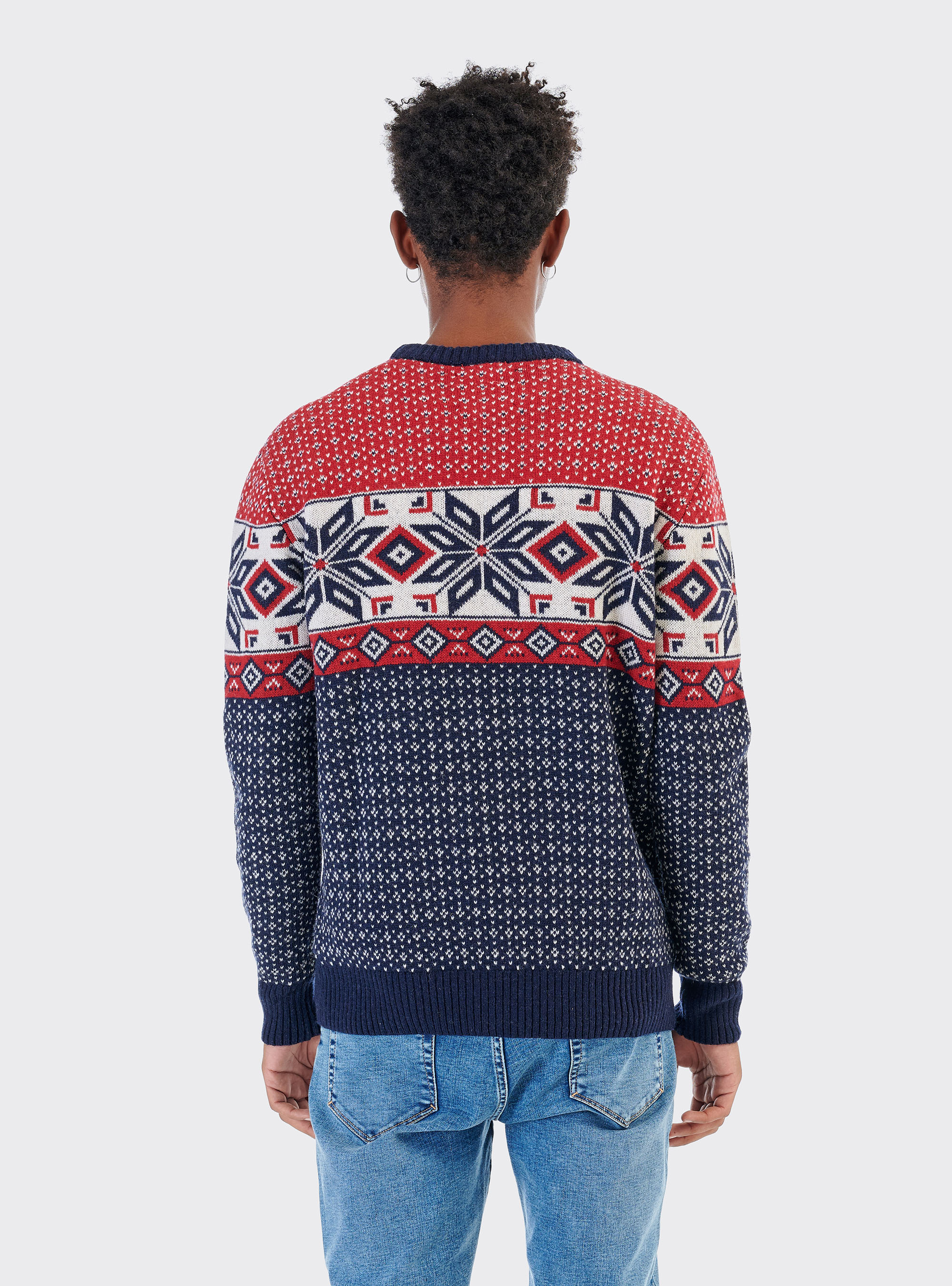 CHRISMAST JACQUARD PULLOVER, BLUE NAVY