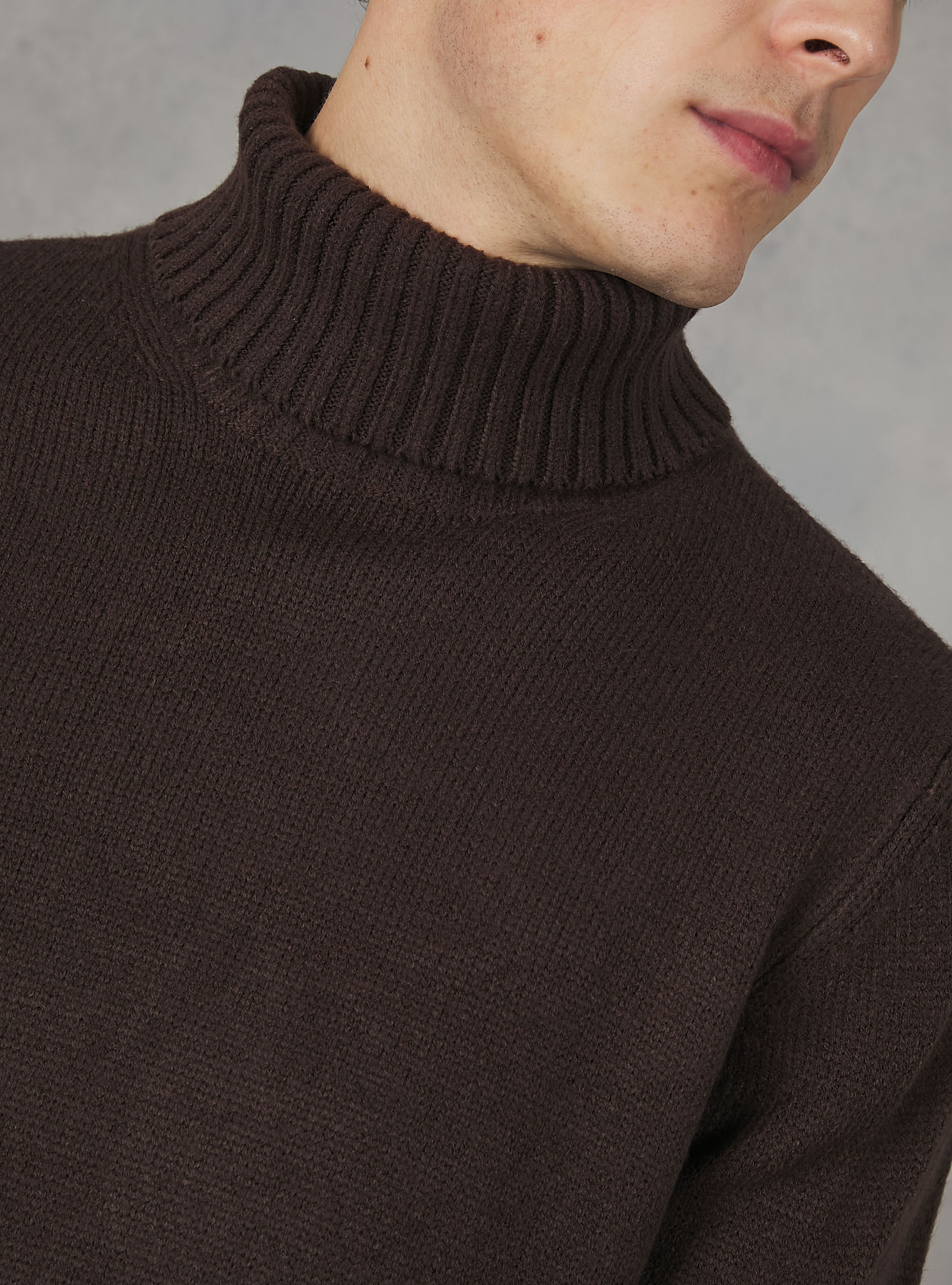 Pullover a collo alto cachemire touch, BR2 BROWN MEDIUM