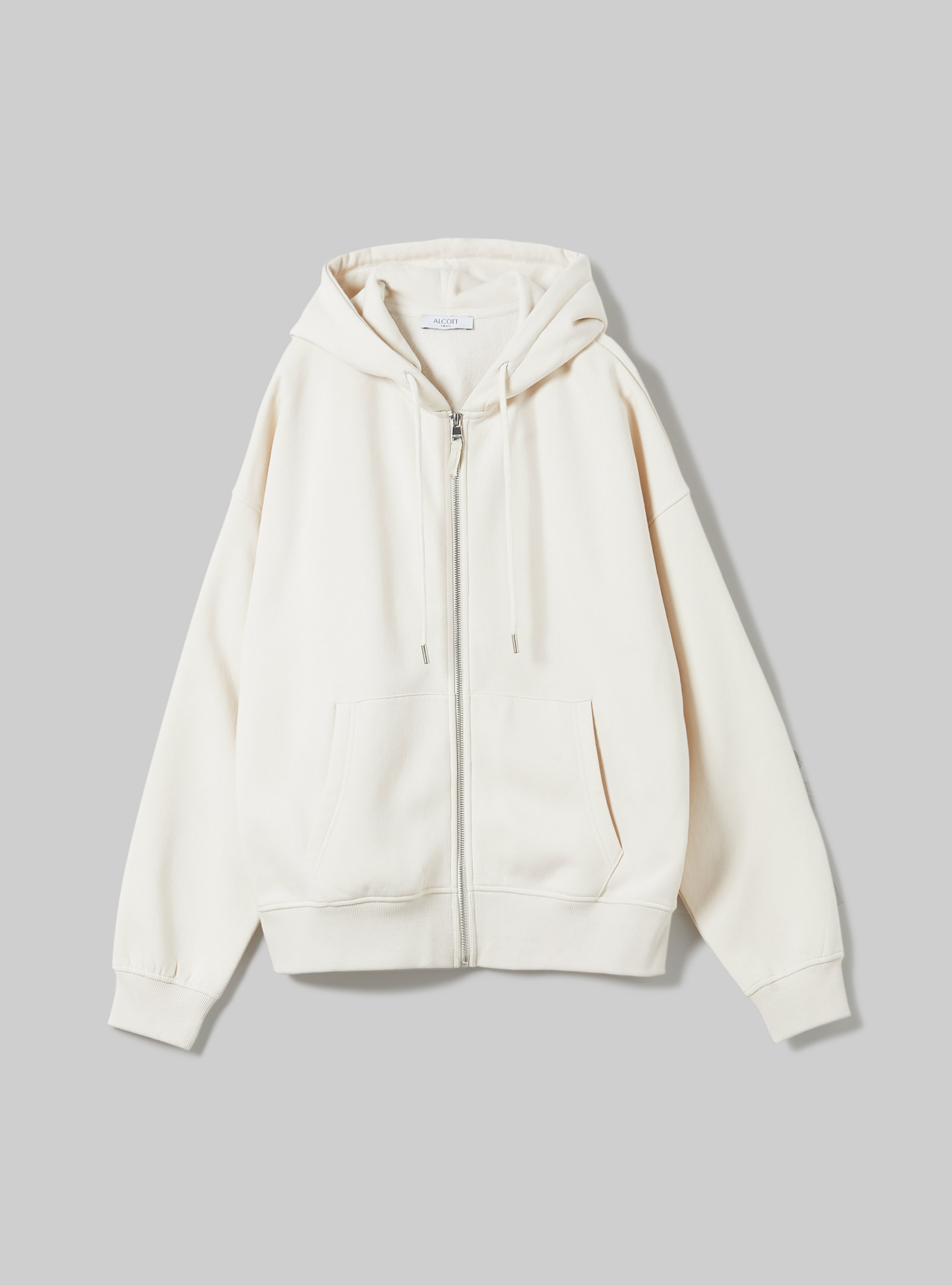 Sudadera con capucha y cremallera de algodón, CR2 CREAM MEDIUM