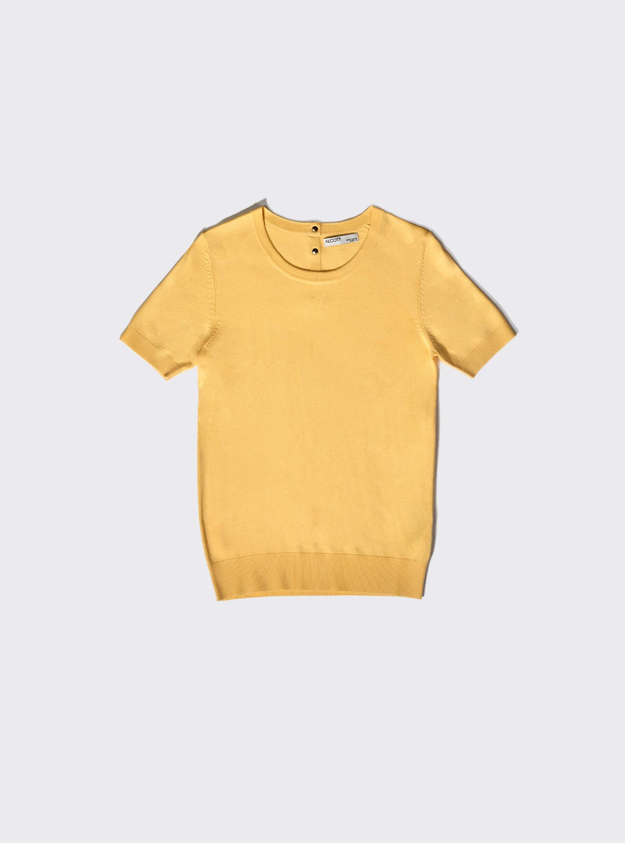 Strech-Fit-Pullover mit halblangen Ärmeln und Knöpfen auf der Rückseite, C7686 YELLOW