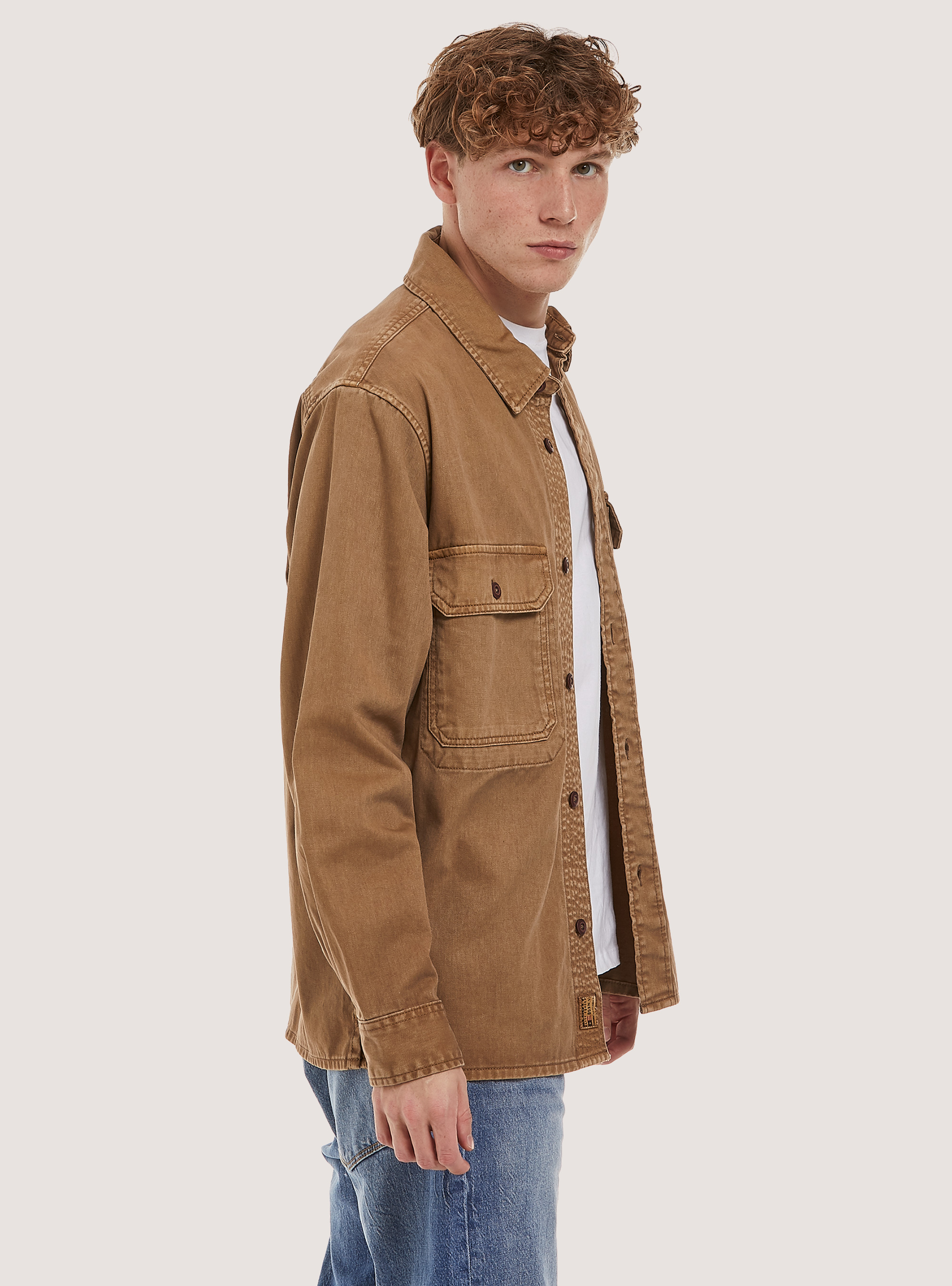 Army shirt with large pockets in cotton, TB2 TOBACCO MEDIUM