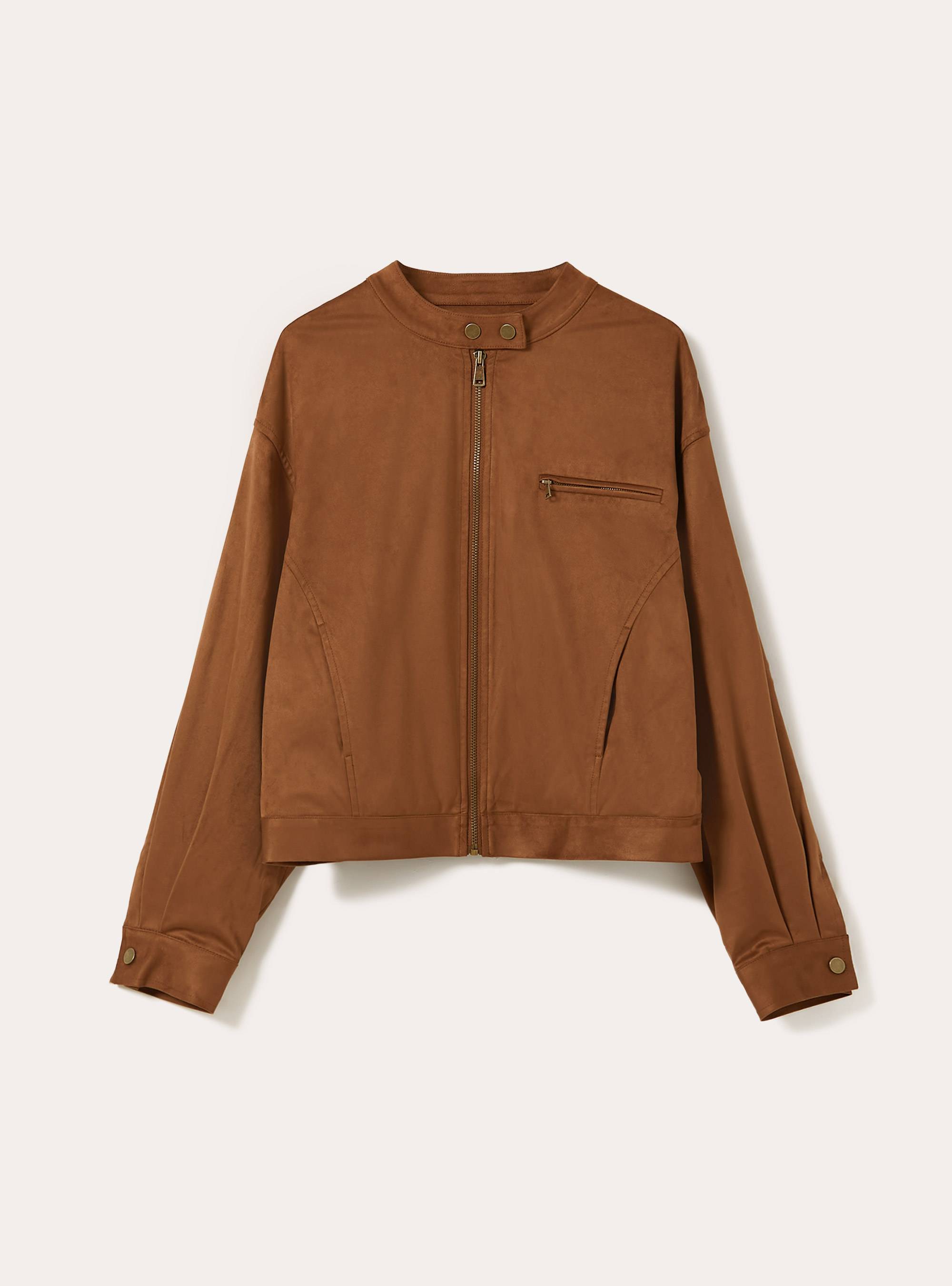 Giubbotto biker effetto suede, TB2 TOBACCO MEDIUM