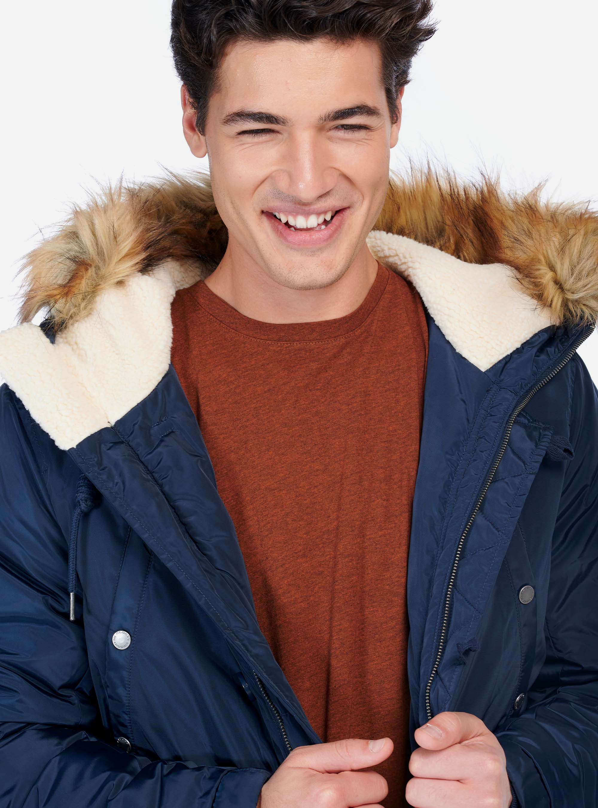 Parka avec zip sur la manche, C218 BLUE NAVY