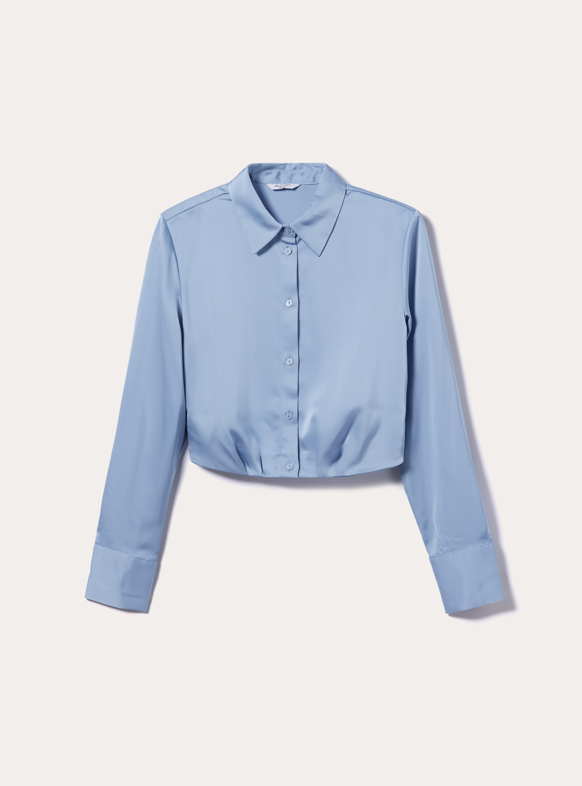 Satin cropped shirt, AZ2 AZURE MEDIUM