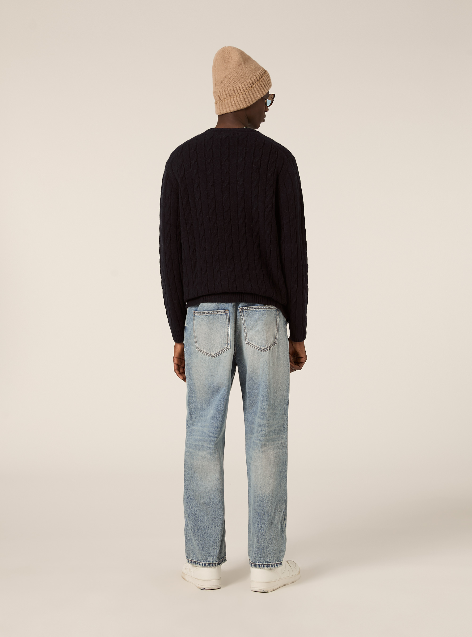 Maglione girocollo cable, NA1 NAVY DARK