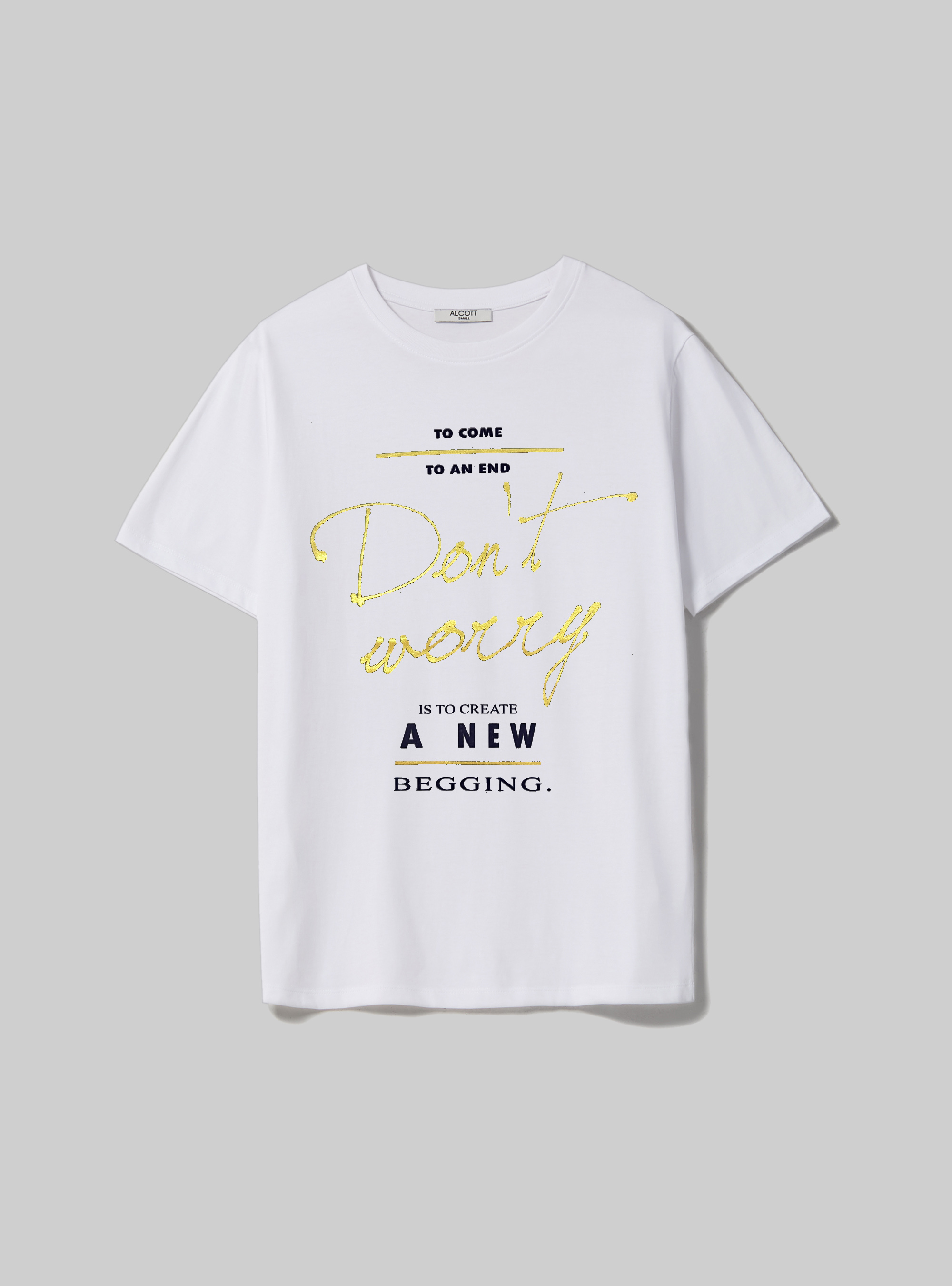T-shirt with metallic lettering print, WH3 WHITE