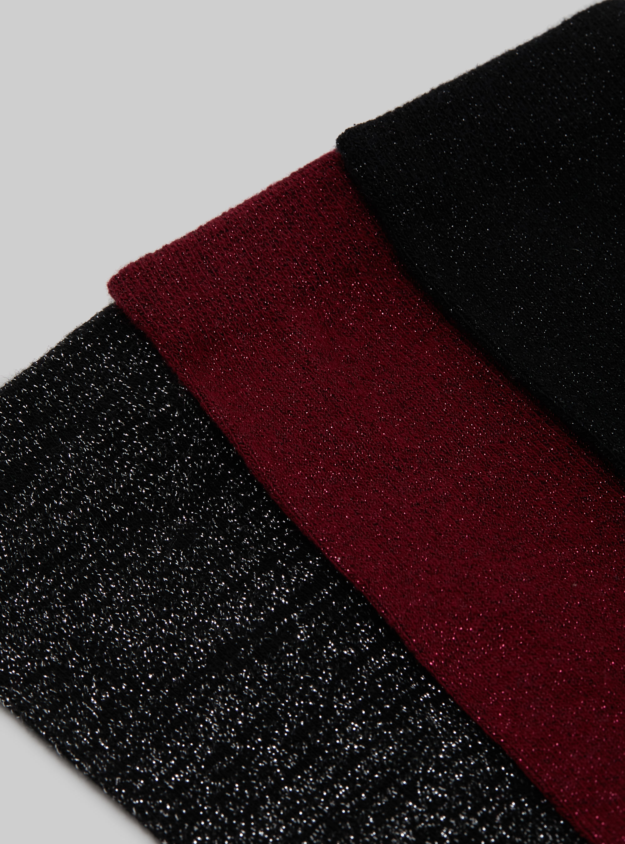 Set of 3 pairs of socks with metallic effect, BK1 BLACK