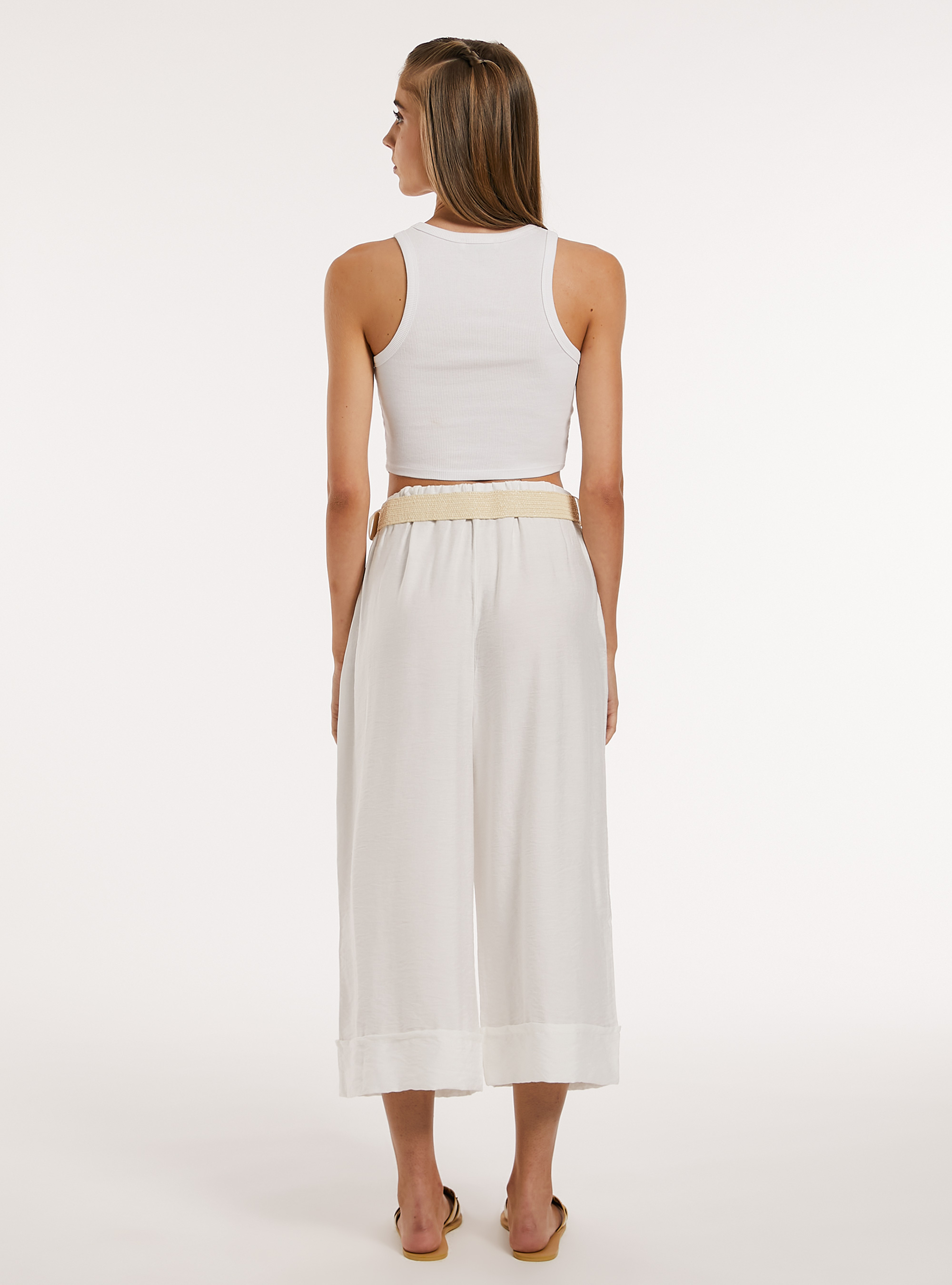 Lightweight trousers with belt, WH1 OFF WHITE