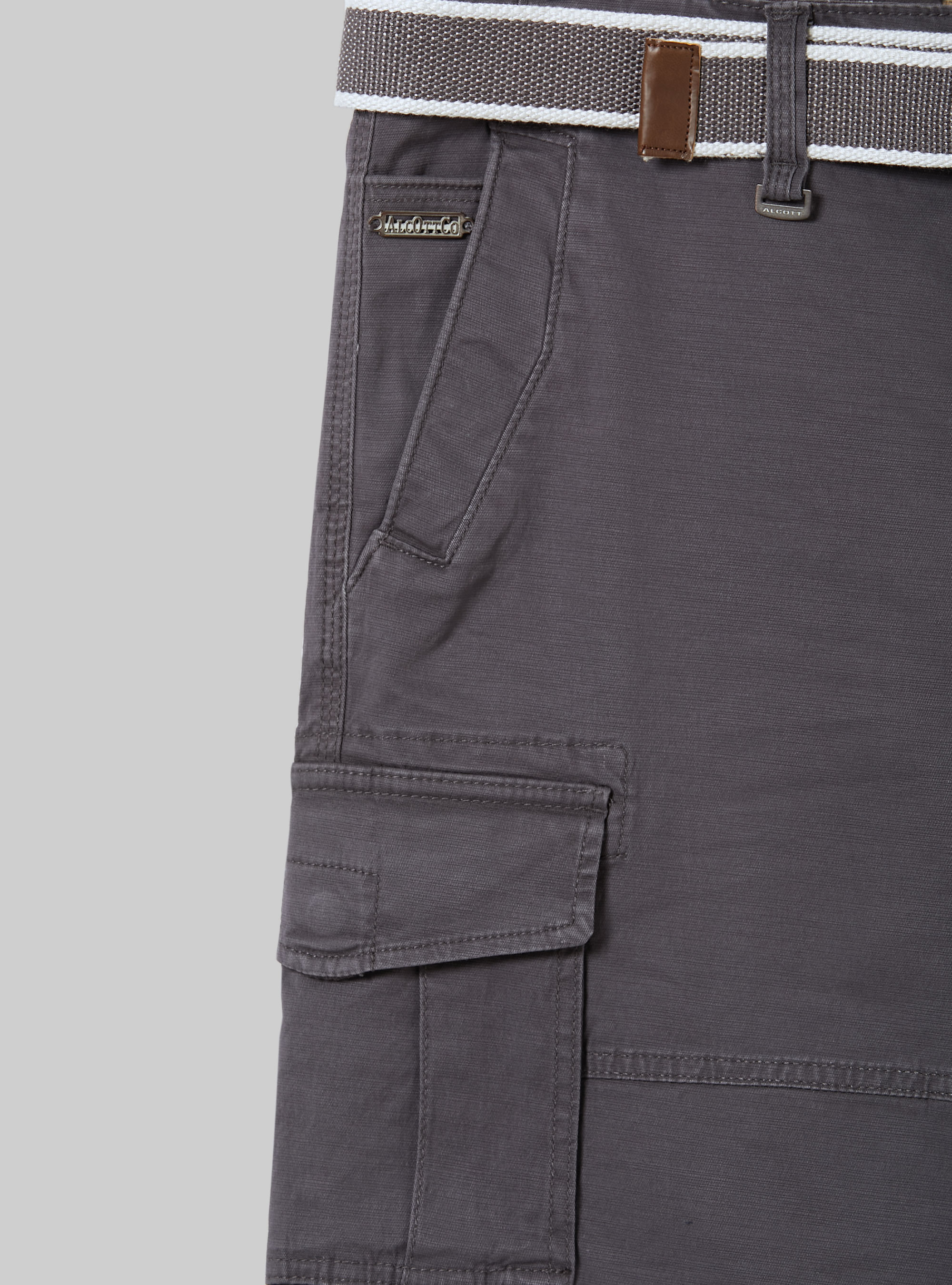 Cotton cargo bermuda with canvas belt, GY3 GREY LIGHT