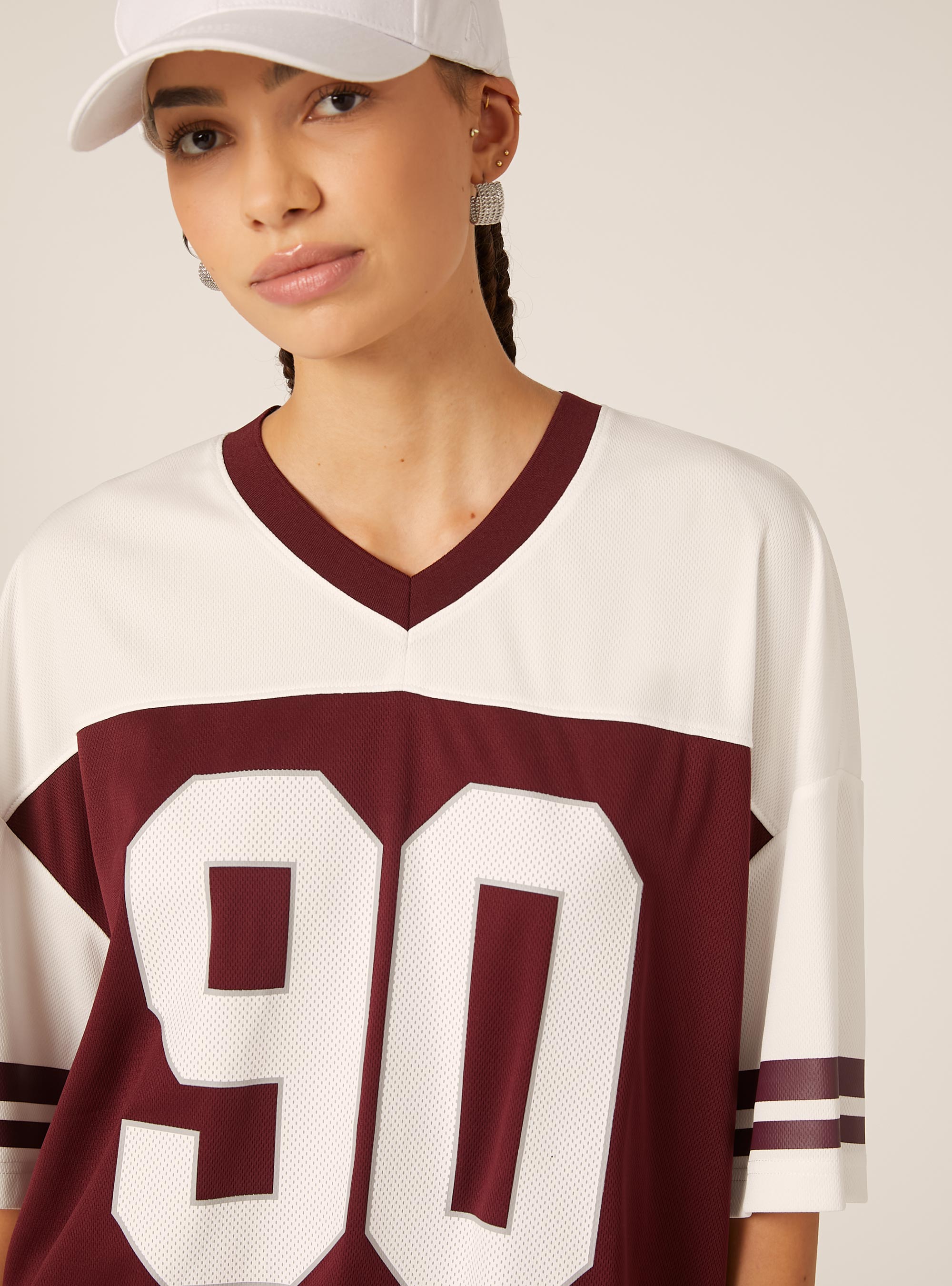 Oversize-T-Shirt mit Grafik, BO2 BORDEAUX MEDIUM