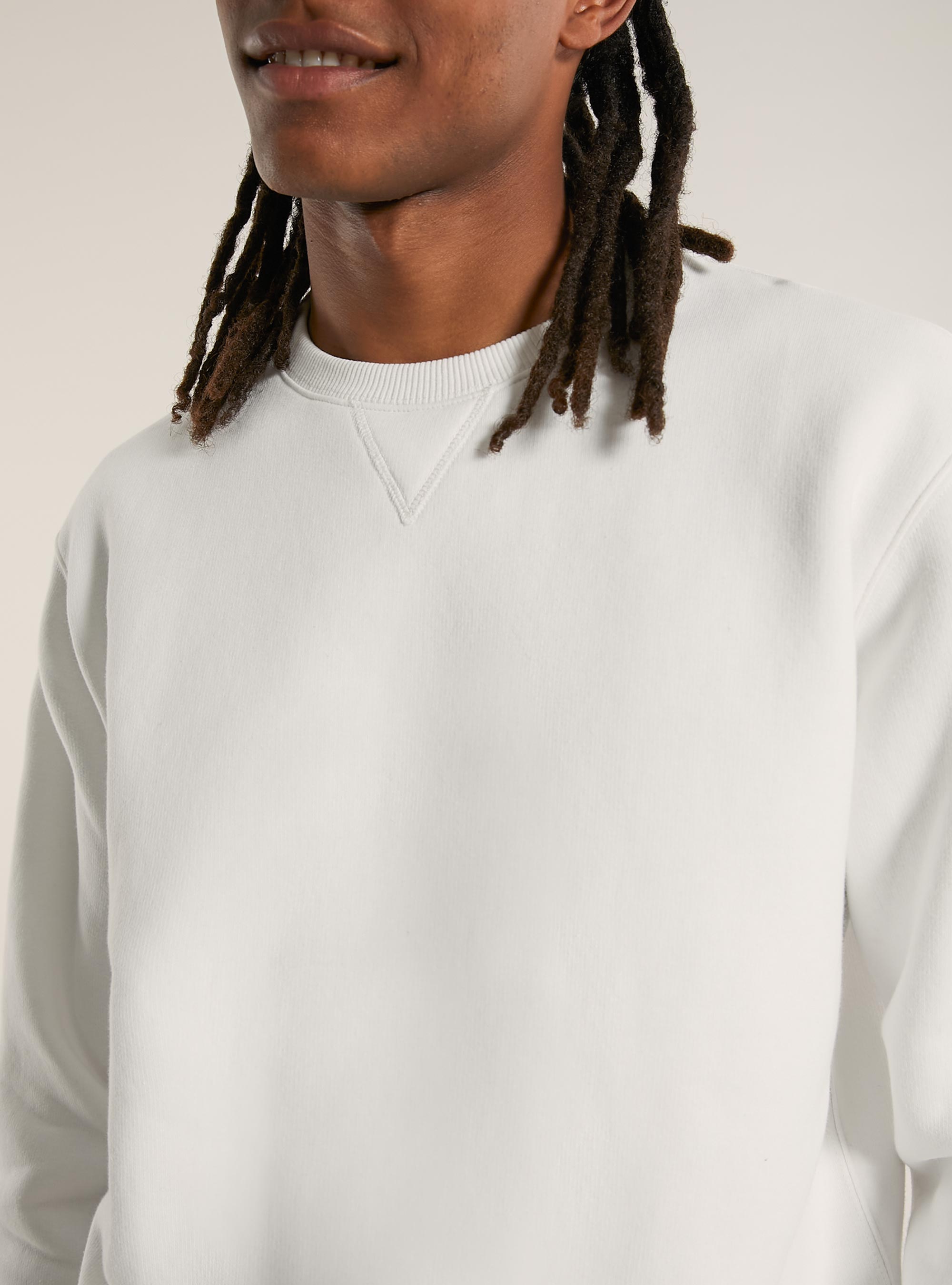 Sudadera de cuello redondo de color liso, WH2 WHITE