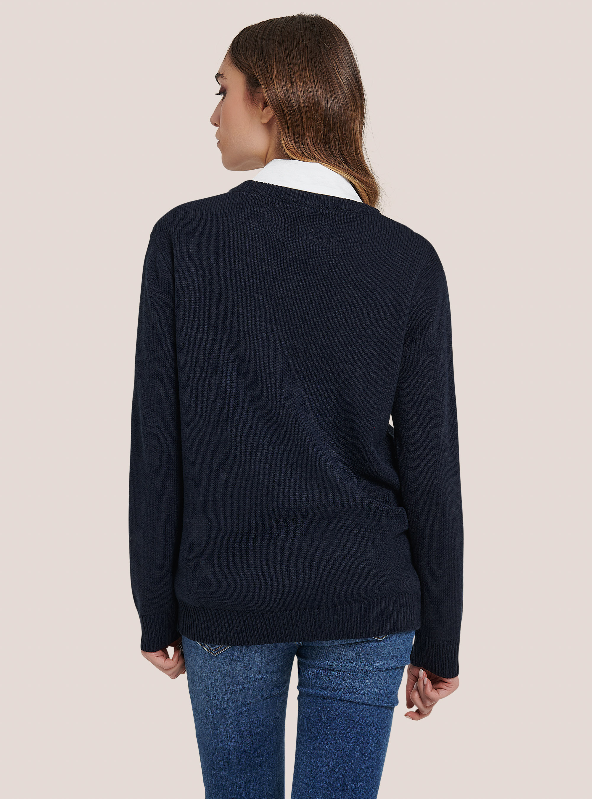 Christmas pullover with gingerbread man and Santa Claus, BLUE NAVY