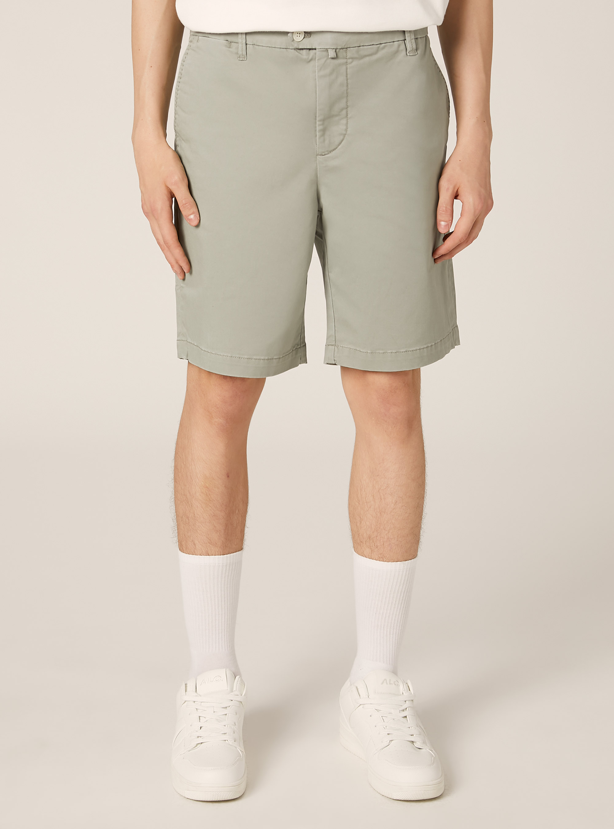 Cotton twill stretch bermuda shorts, SG3 SAGE LIGHT