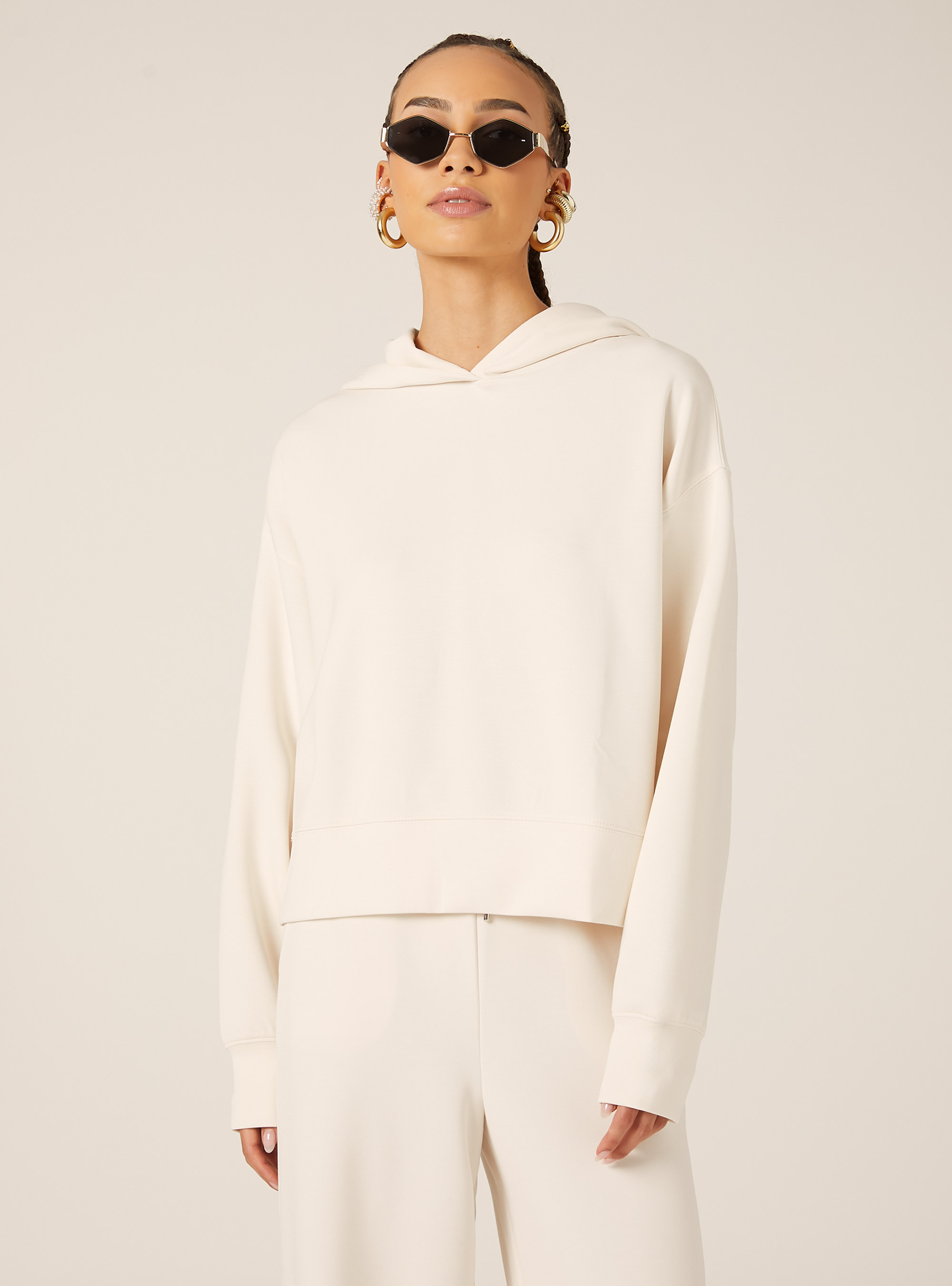 Pull court en molleton doux au toucher, CR3 CREAM LIGHT