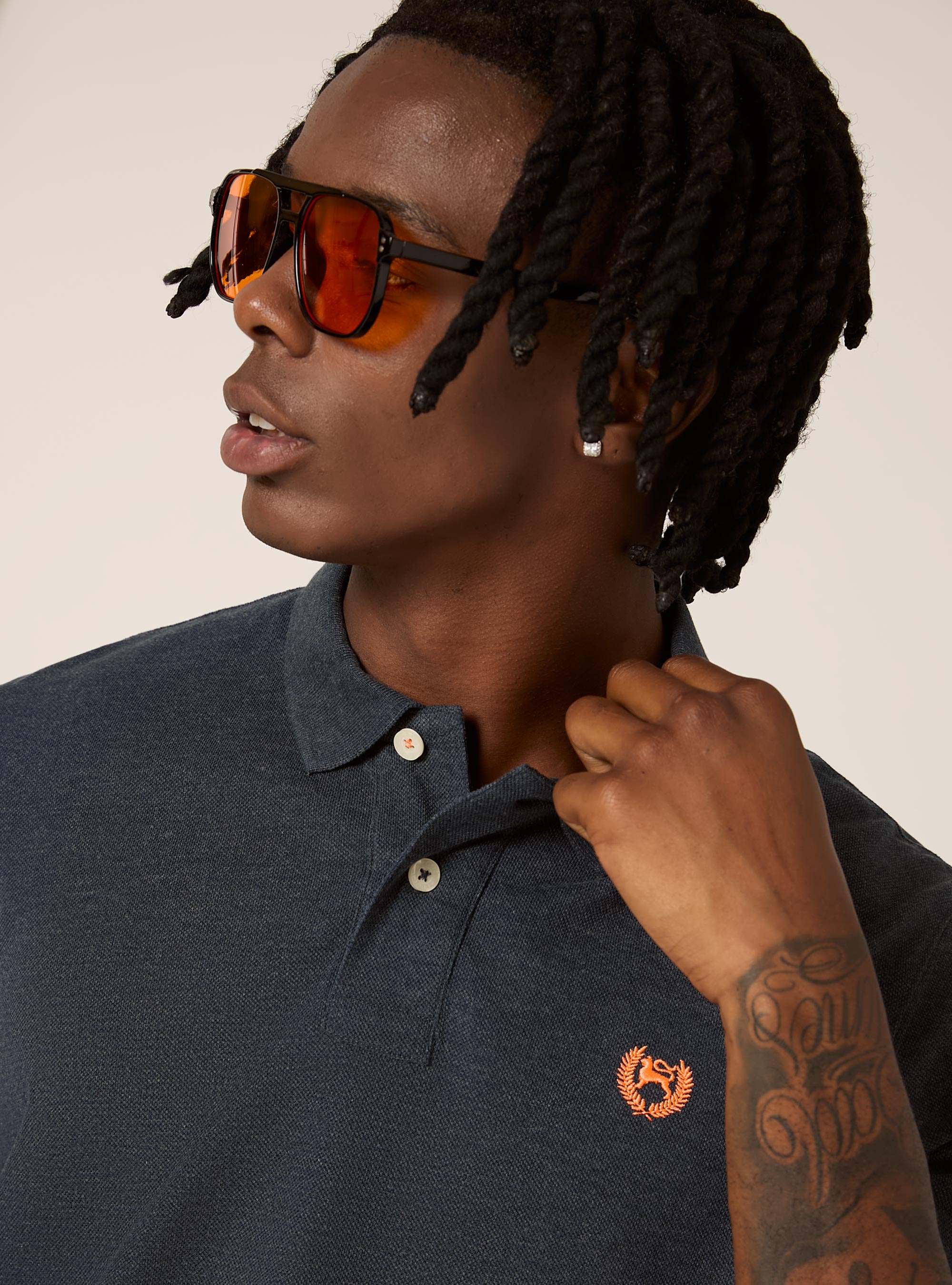 Polo de piqu&eacute; de algod&oacute;n con bordado, MBL2 BLUE MEL MED