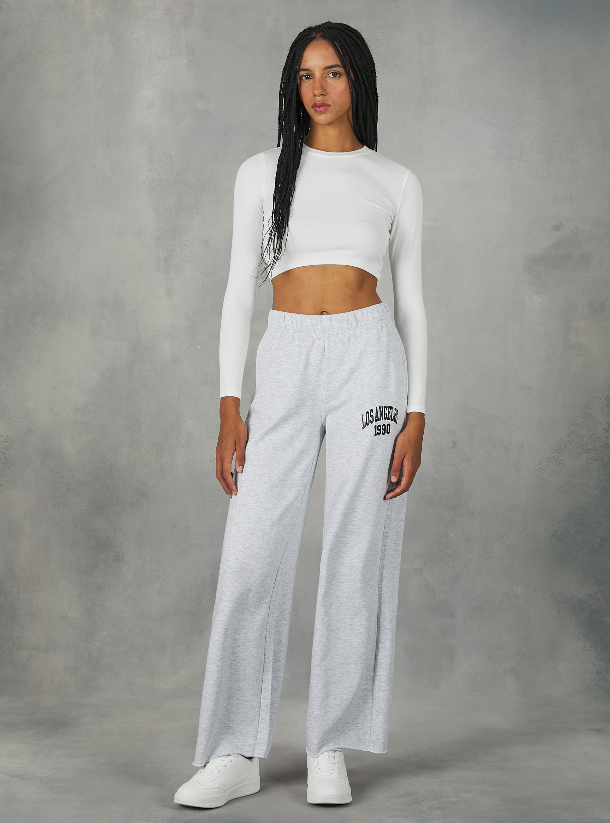 College wide leg jogger, MGY3 GREY MEL LIGHT