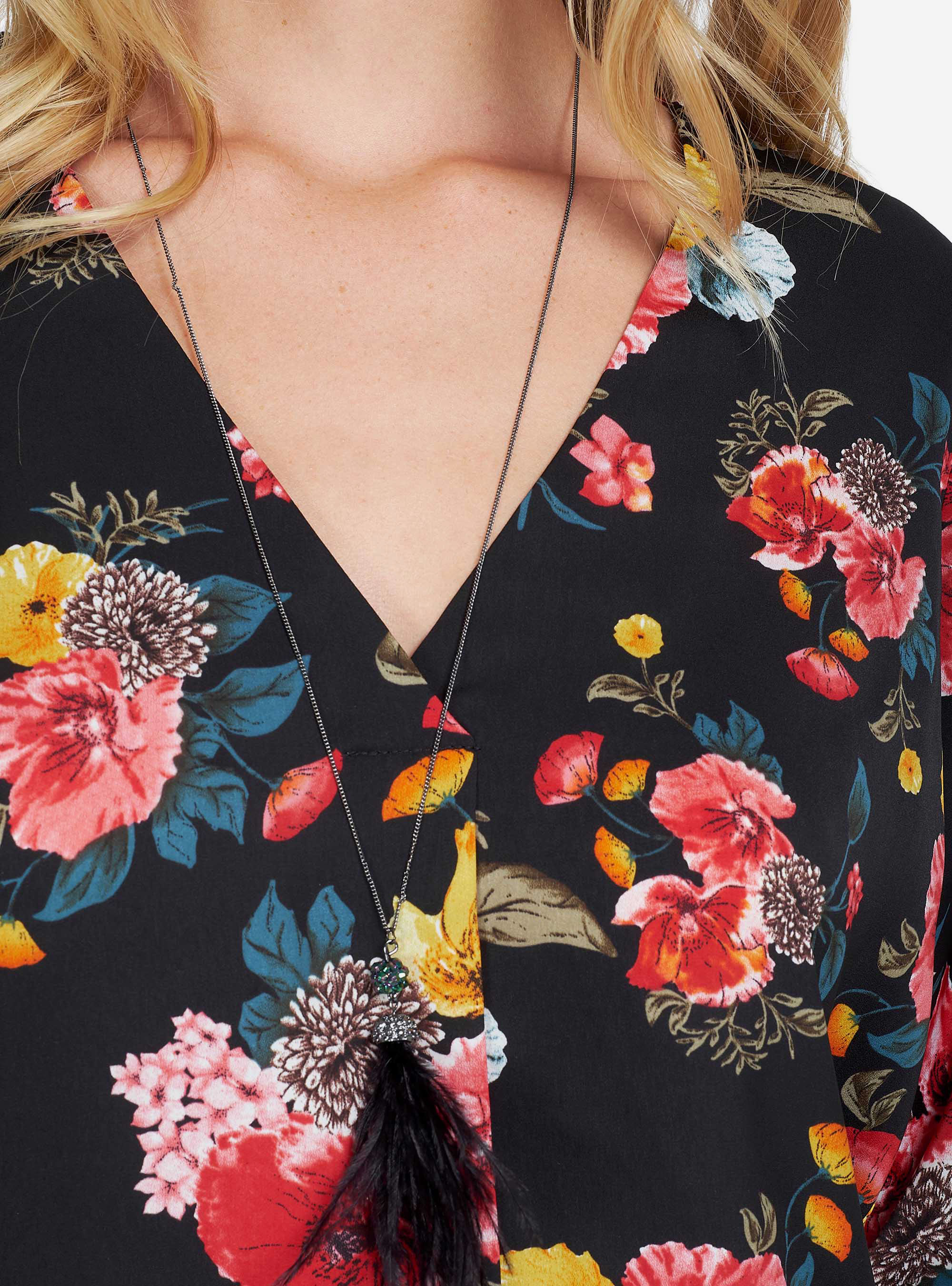 3/4 SLEEVES PRINTED BLOUSE, MULTICOLOR