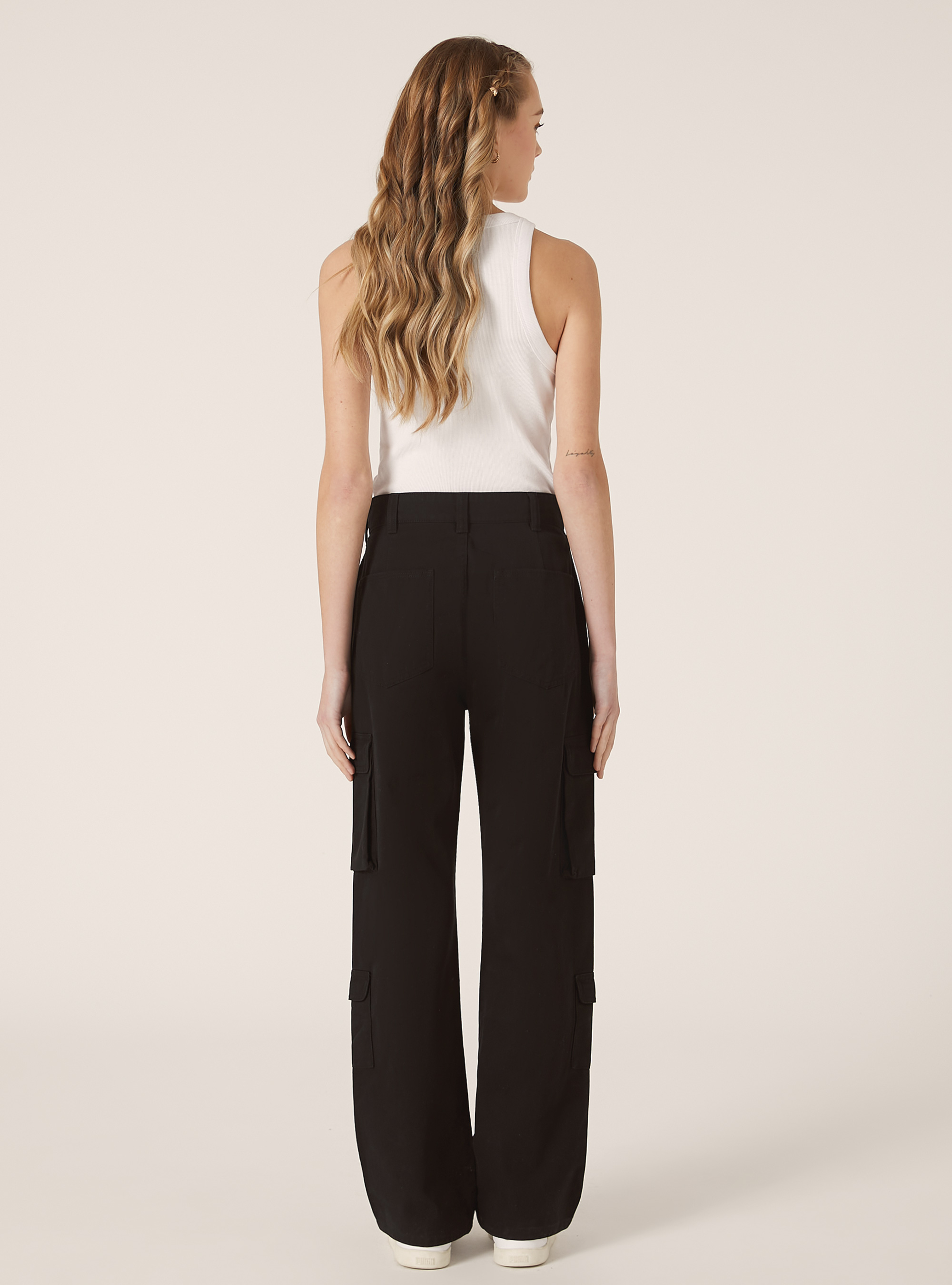 Pantal&oacute;n cargo de sarga, BK1 BLACK