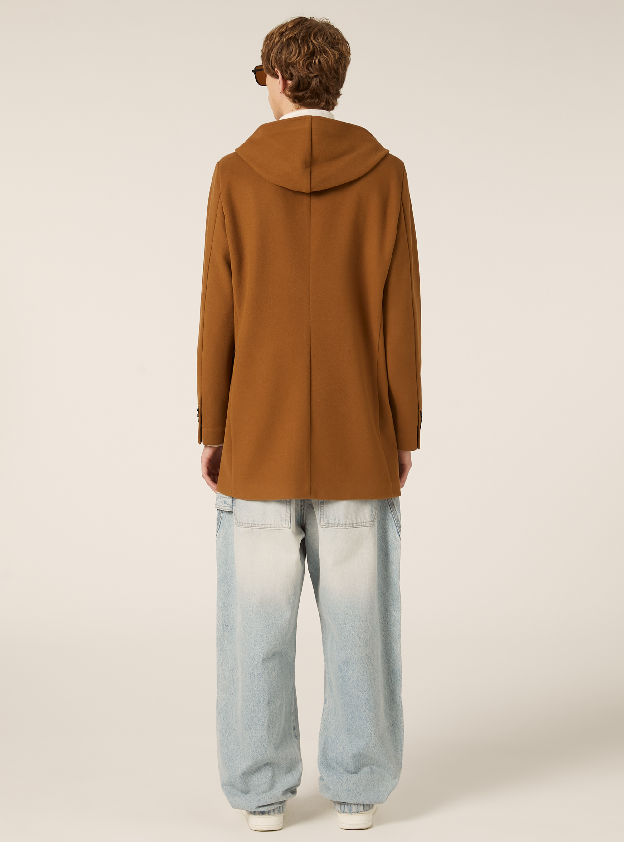 Unlined coat with hood, TB2 TOBACCO MEDIUM