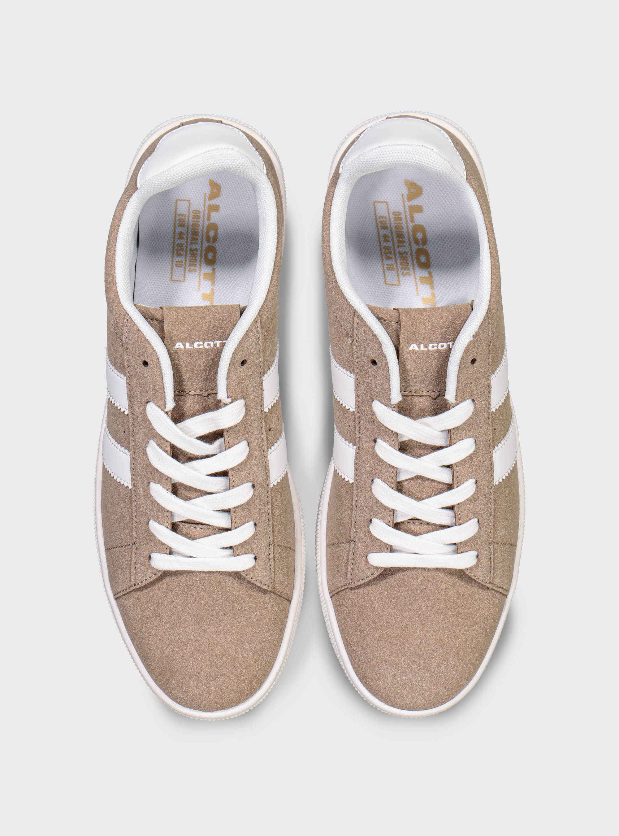 Sneaker aus Wildleder-Stoff mit kontrastierenden Seitenbändern, C5558 BEIGE