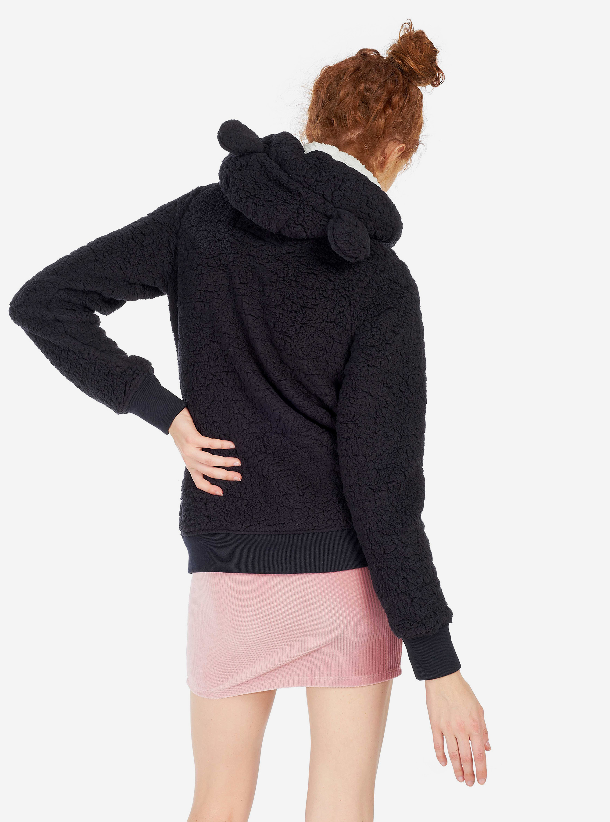 Sweat à capuche avec oreilles en fausse fourrure, C218 BLUE NAVY