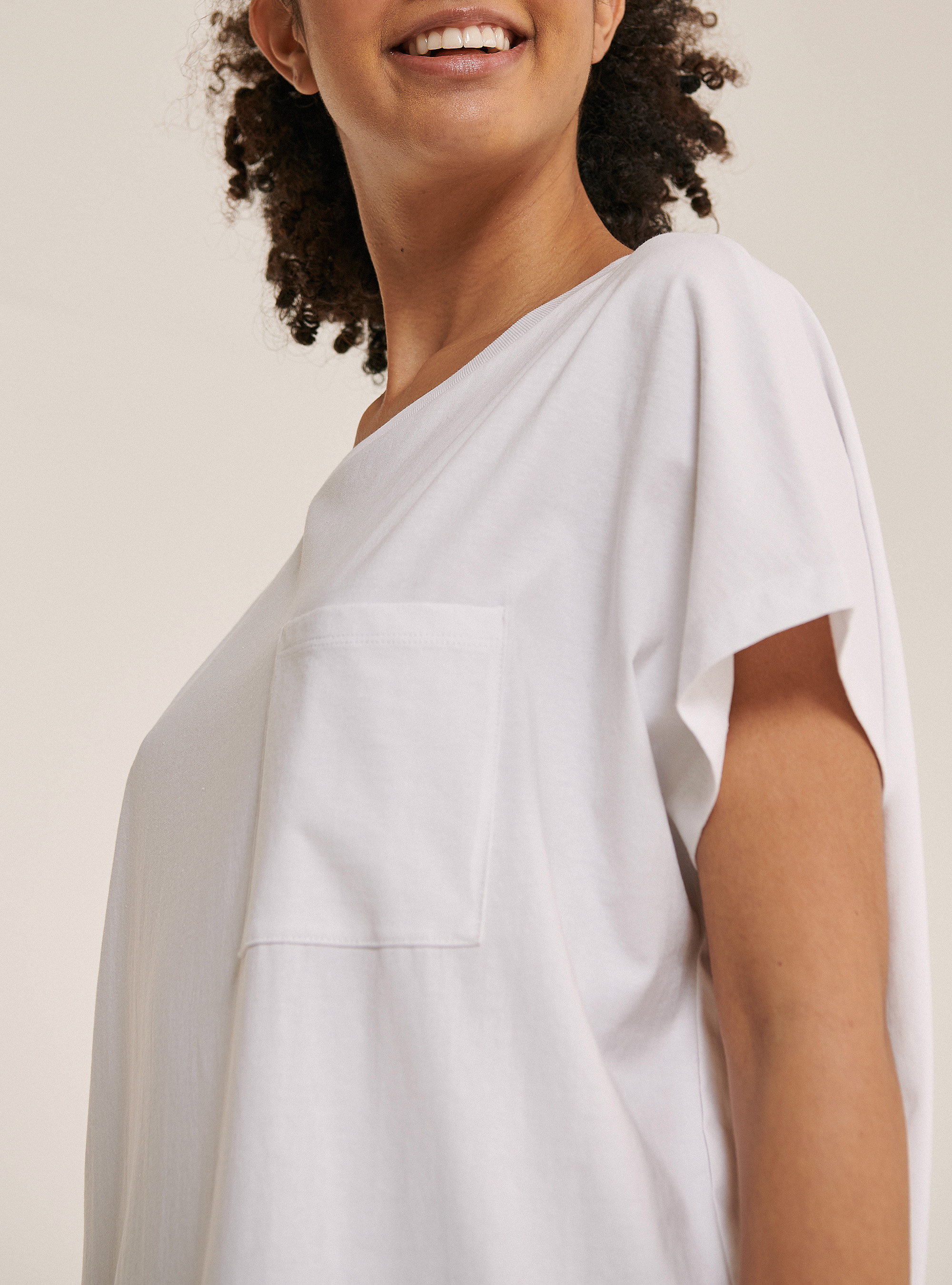 Basic dress with pocket in solid colour, C0020 OFF WHITE