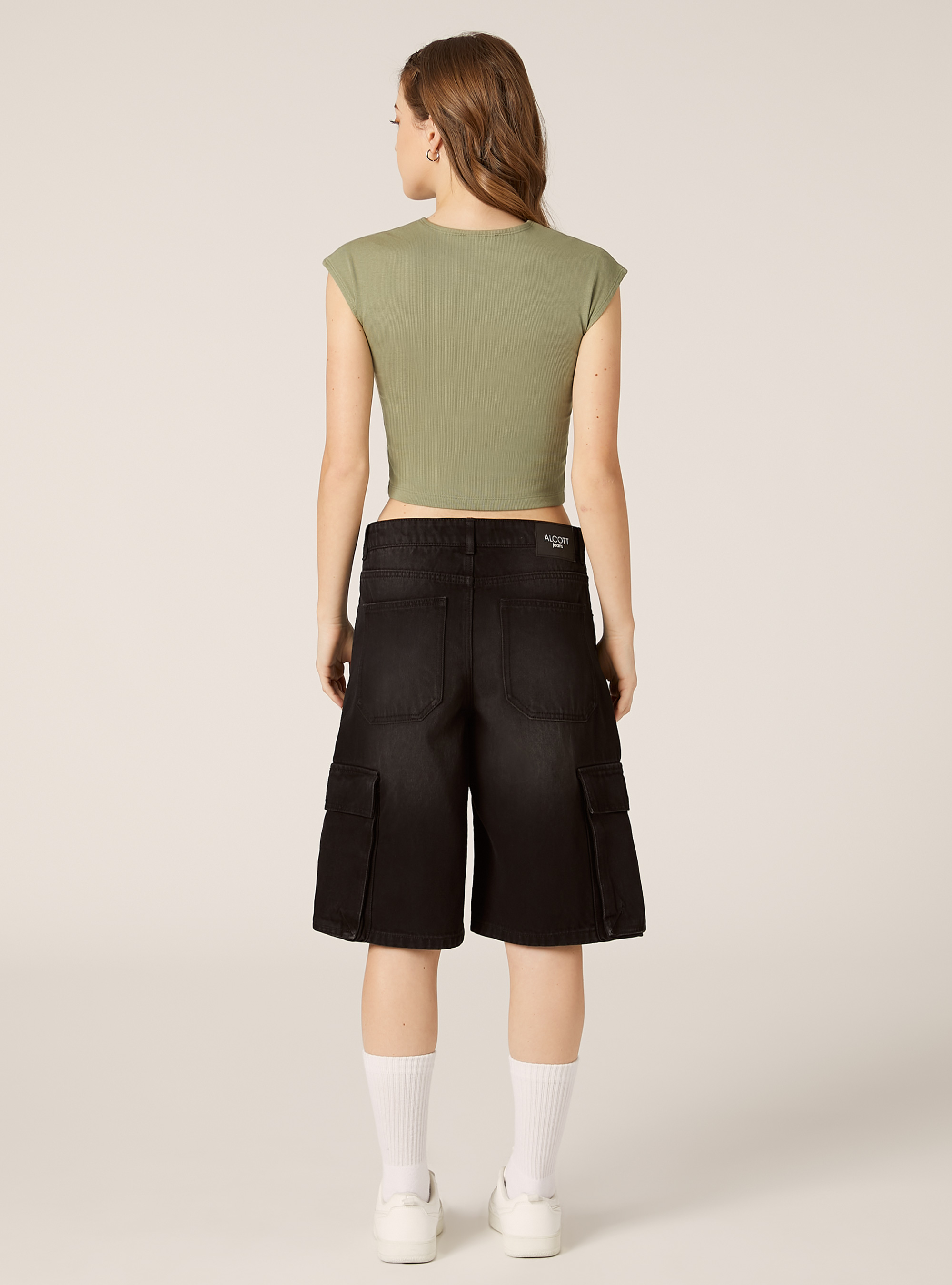 Cropped fitted t-shirt, KY2 KAKY MEDIUM