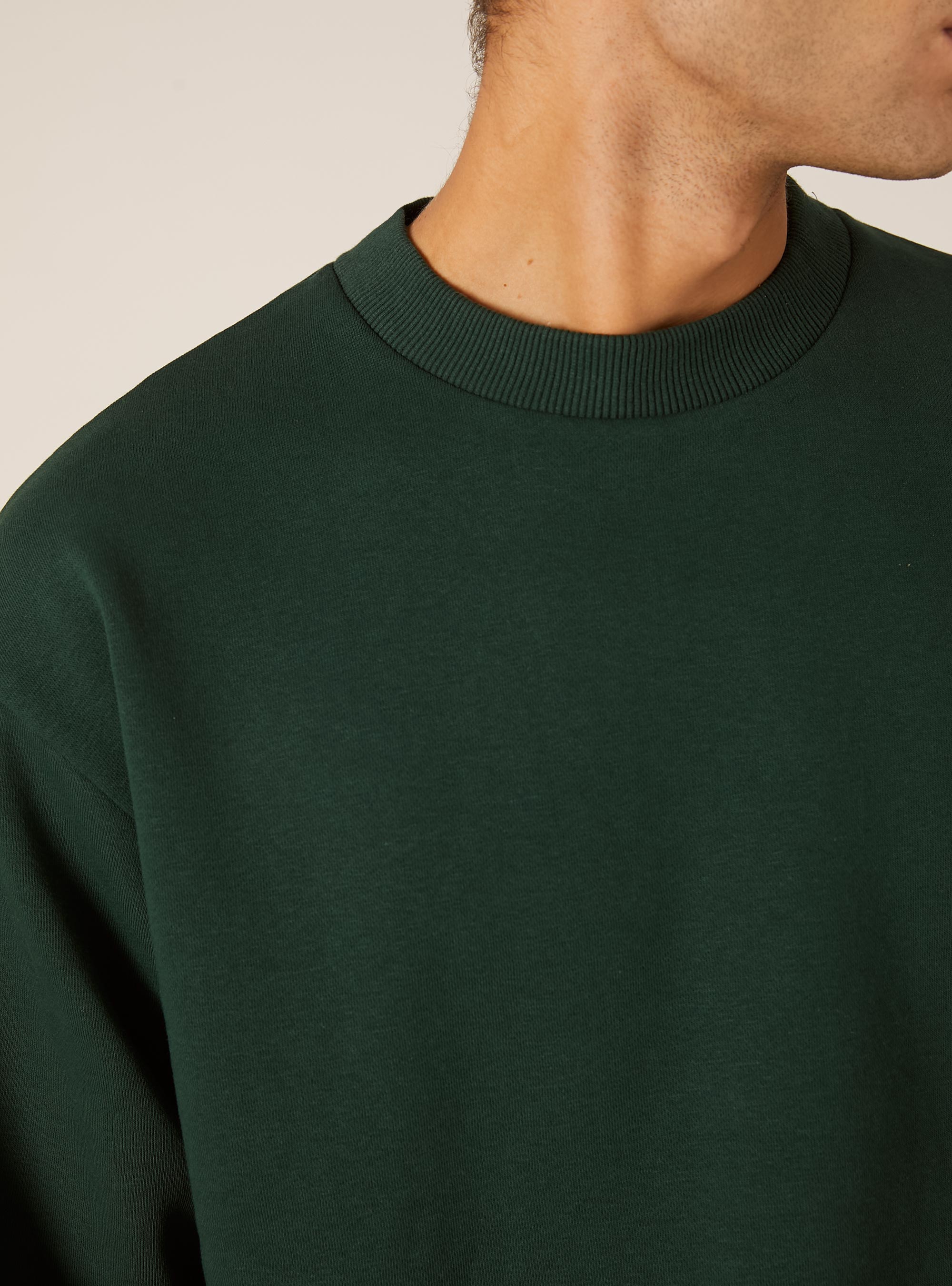 Boxy fit crew neck sweatshirt, GN1 GREEN DARK