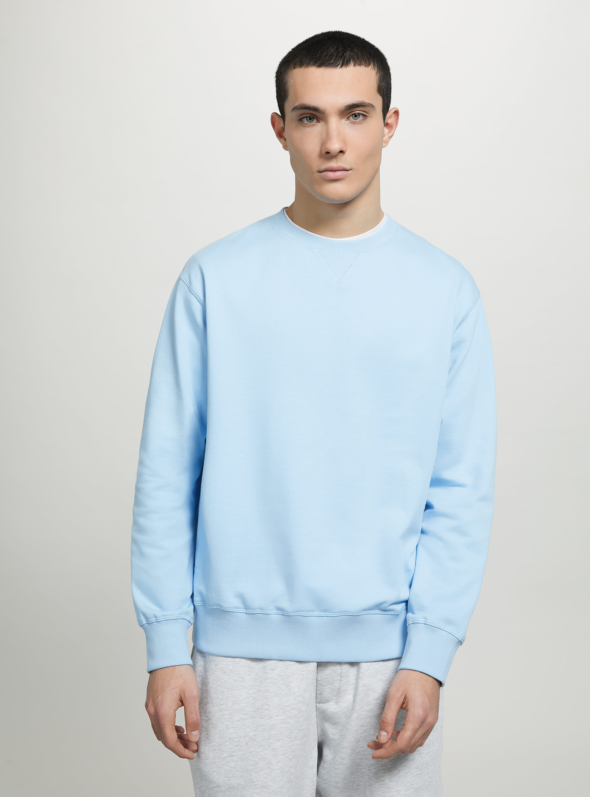 Plain-coloured crew-neck sweatshirt, AZ2 AZZURRE MEDIUM