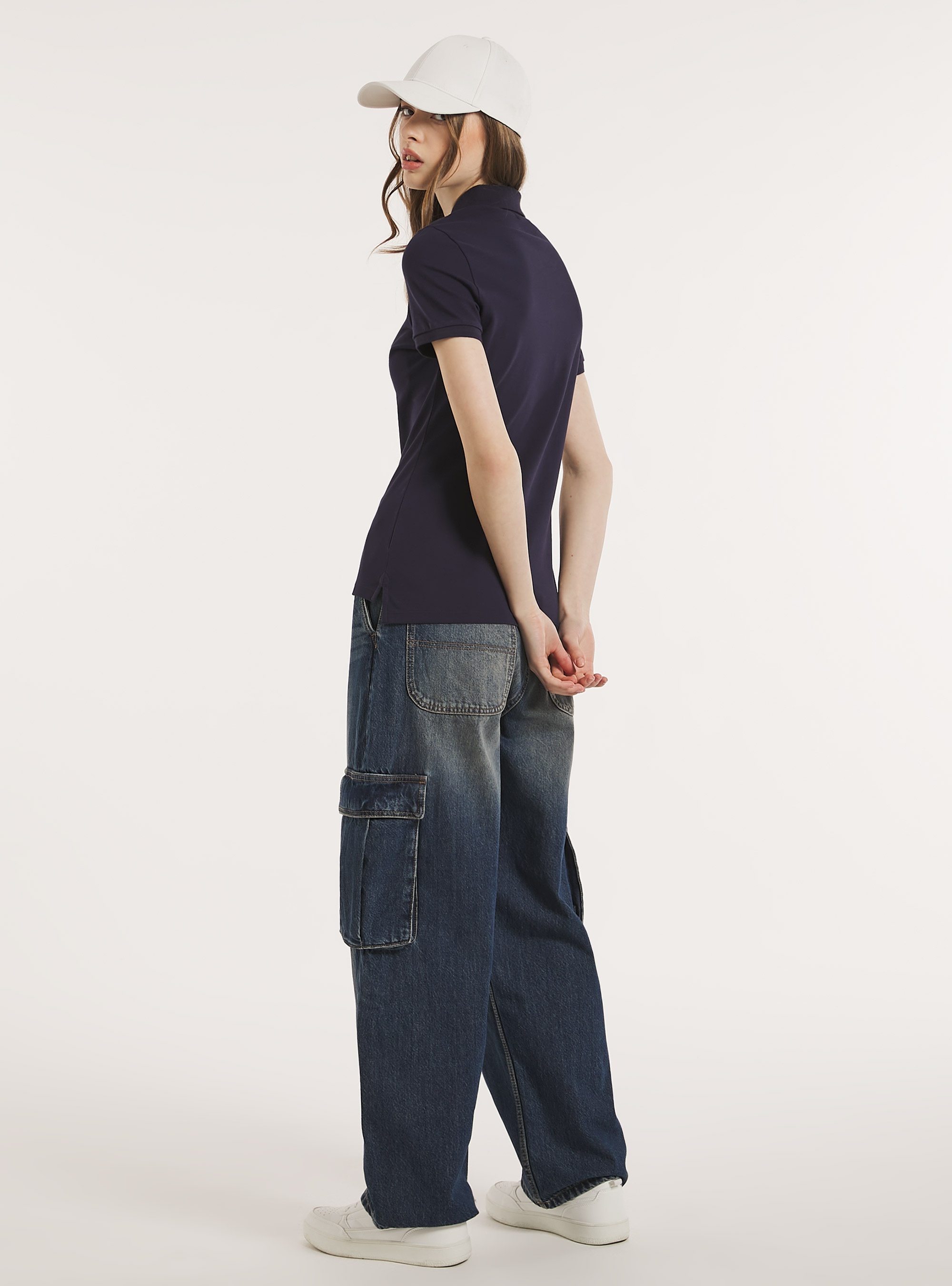 Cotton pique polo shirt with embroidery, BL2 BLUE MEDIUM