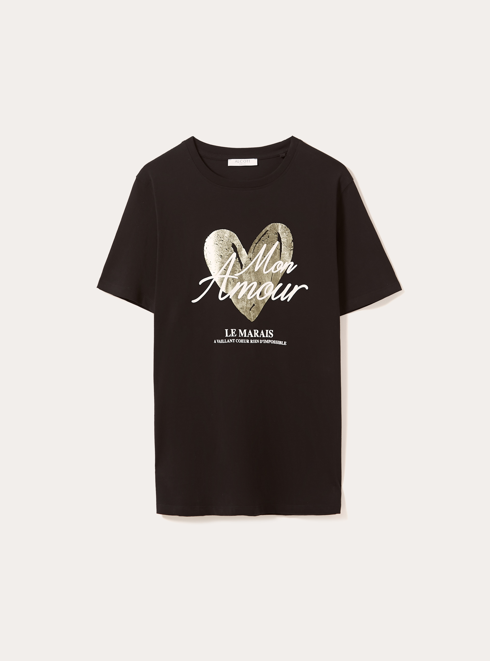 T-shirt &agrave; imprim&eacute; m&eacute;tallique, BK1 BLACK