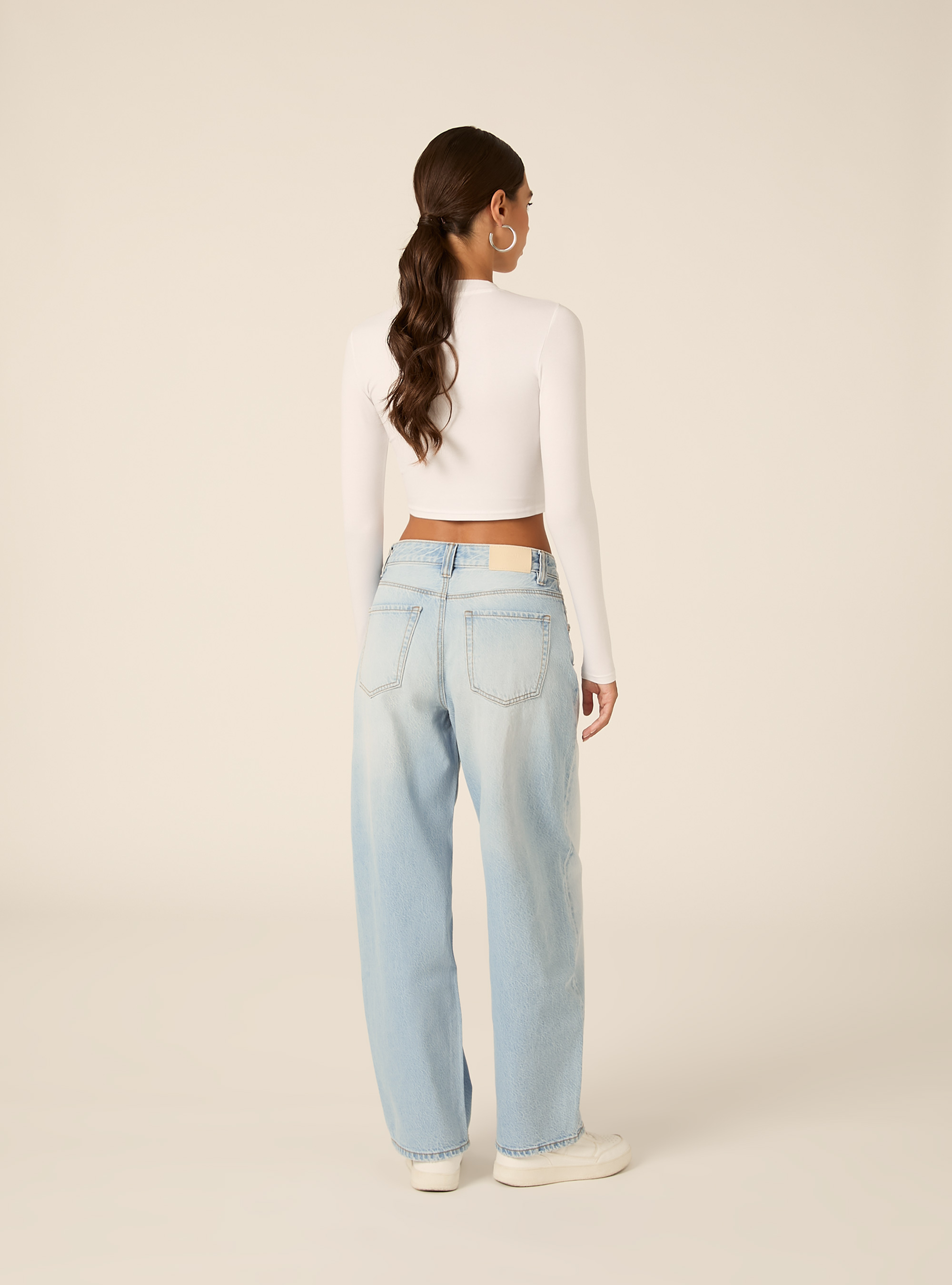 Maglia crop a maniche lunghe, WH2 WHITE