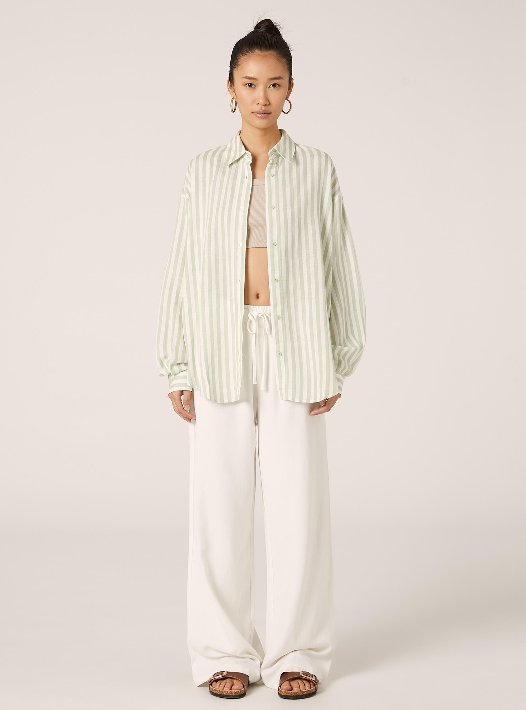 Gestreiftes Hemd aus einer Leinenmischung, KY3 KAKY LIGHT