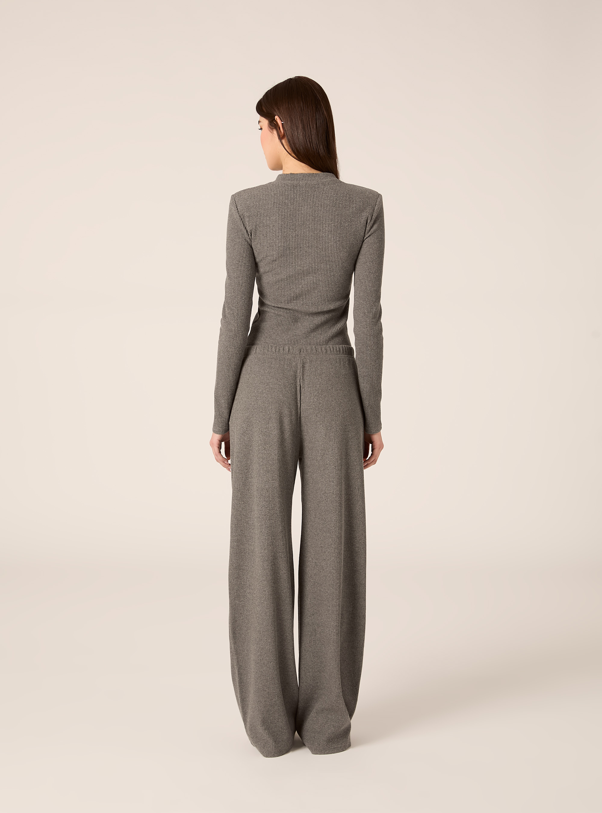 Pantaloni in maglia a coste, MGY2 GREY MEL MEDIUM