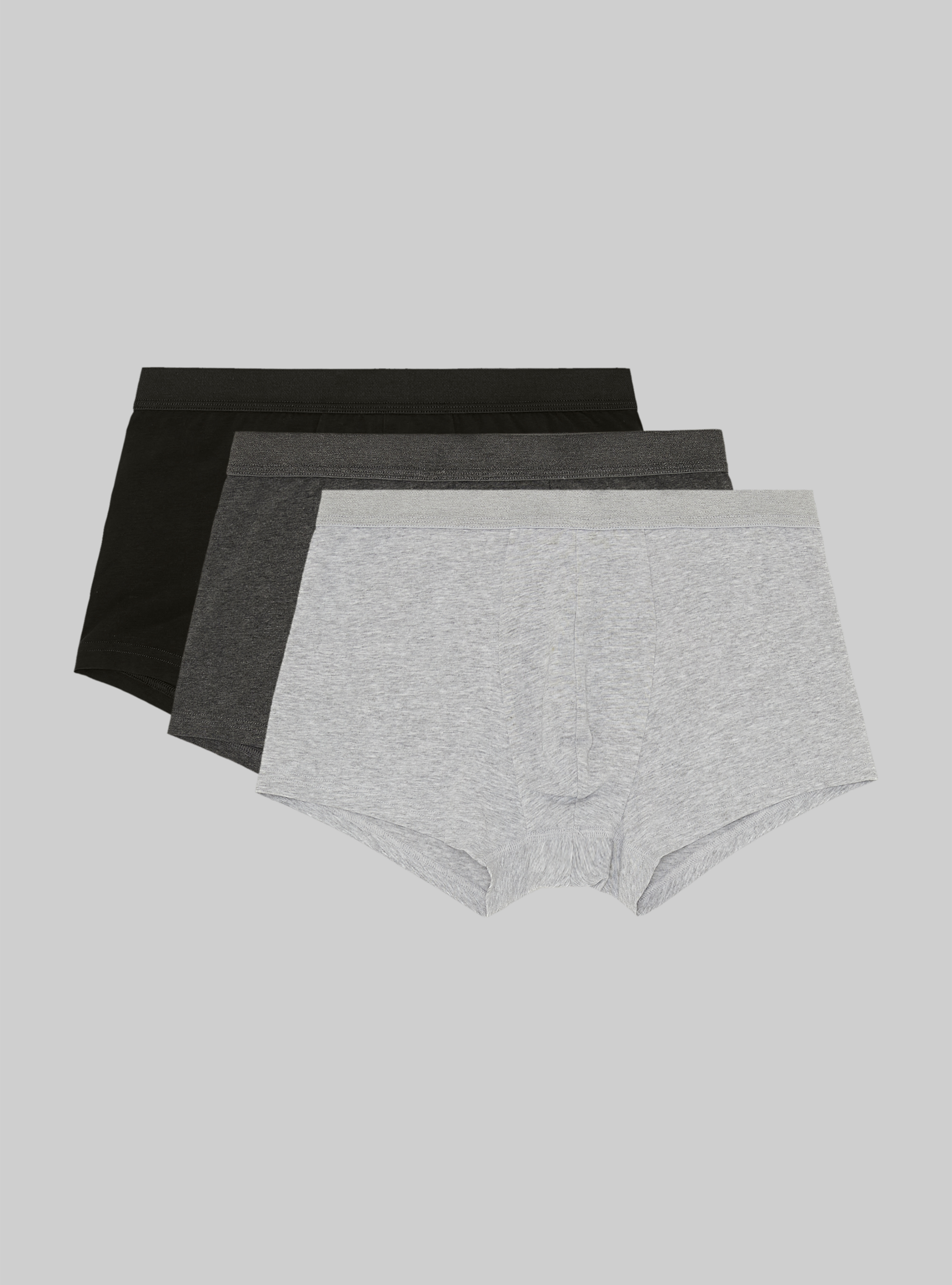 Set of 3 stretch cotton boxer shorts, BK1/MGY2/MGY1